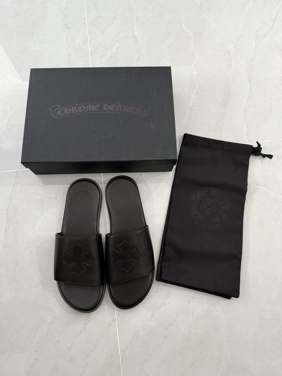 Chrome Hearts Chrome Hearts Cross Patched Leather Slipper Sz.44 Size US 11 / EU 44 - 1 Thumbnail