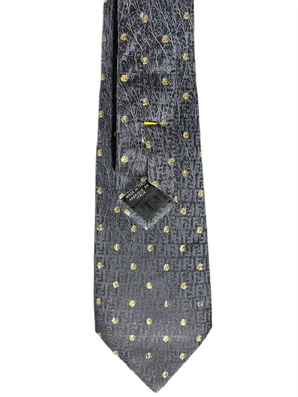 Fendi Fendi FF Jacquard Logo Monogram Moon Casual Silk Tie Size ONE SIZE - 8 Thumbnail