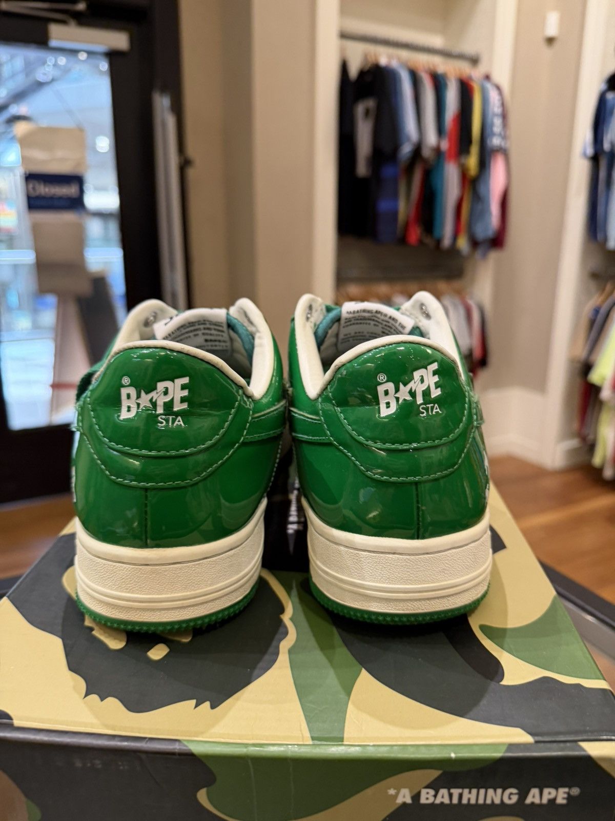 Bape Sta Patent Leather Sneaker - Green White