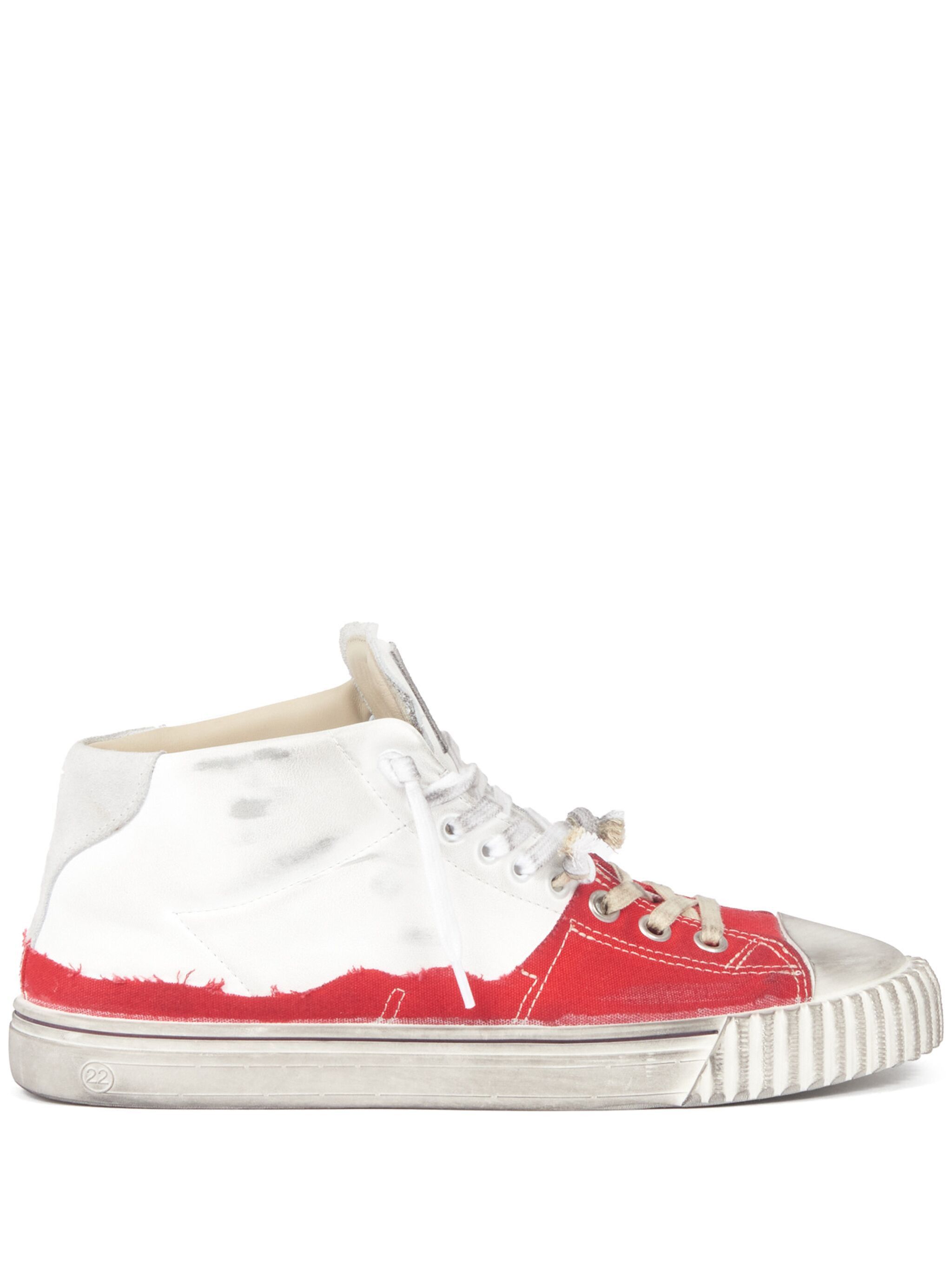 Maison Margiela o1w1db11125 New Evolution Leather Sneakers in Red/White Size US 12 / EU 45 - 1 Thumbnail