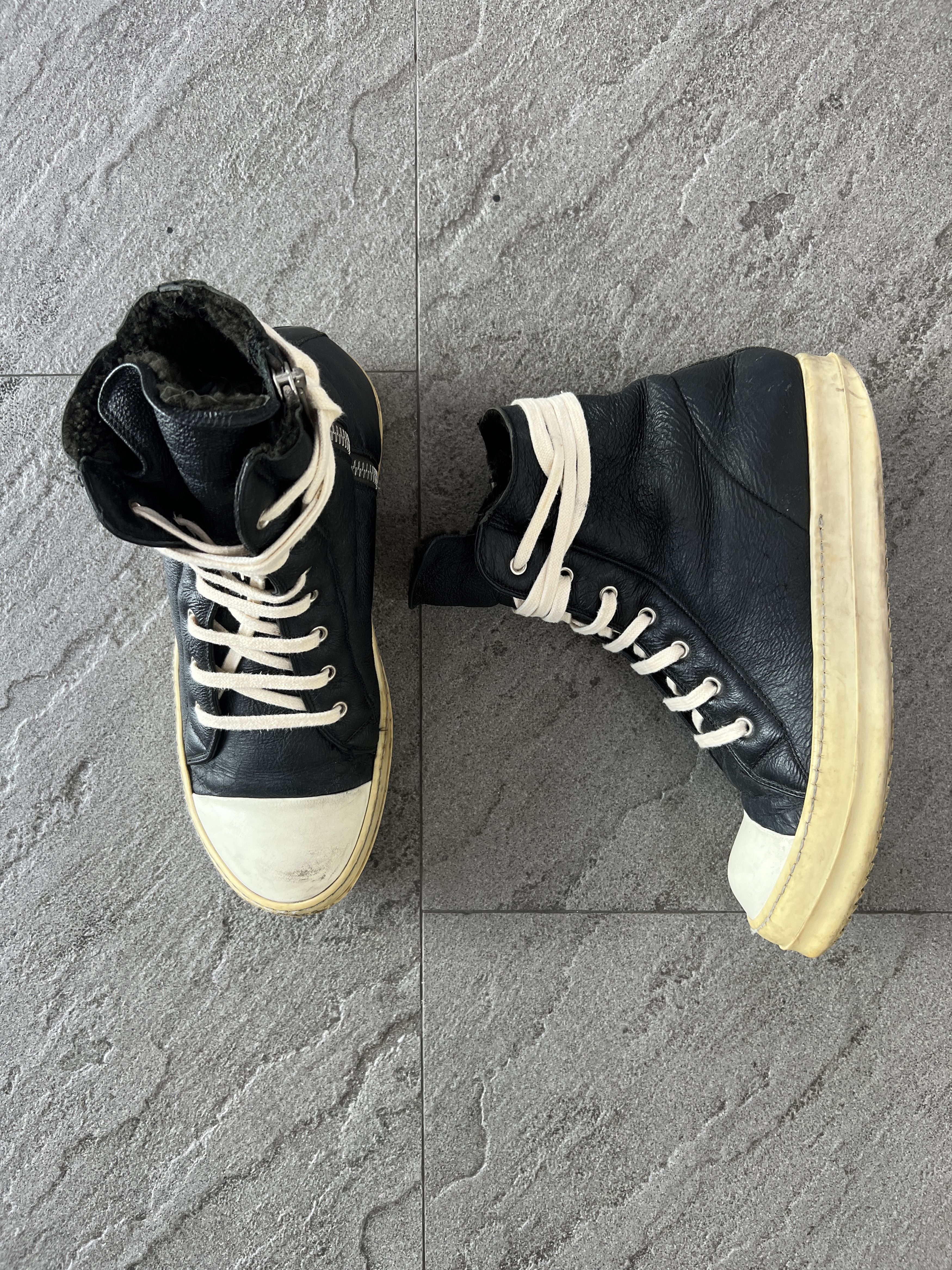 Rick Owens Rick Owens Ramones High Black Leather Milk EU42 Size US 9 / EU 42 - 2 Thumbnail