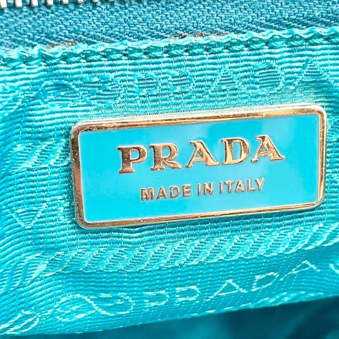 Prada Prada - Quilted Handbag Turquoise Triangle Logo Plate Blue Size ONE SIZE - 7 Thumbnail
