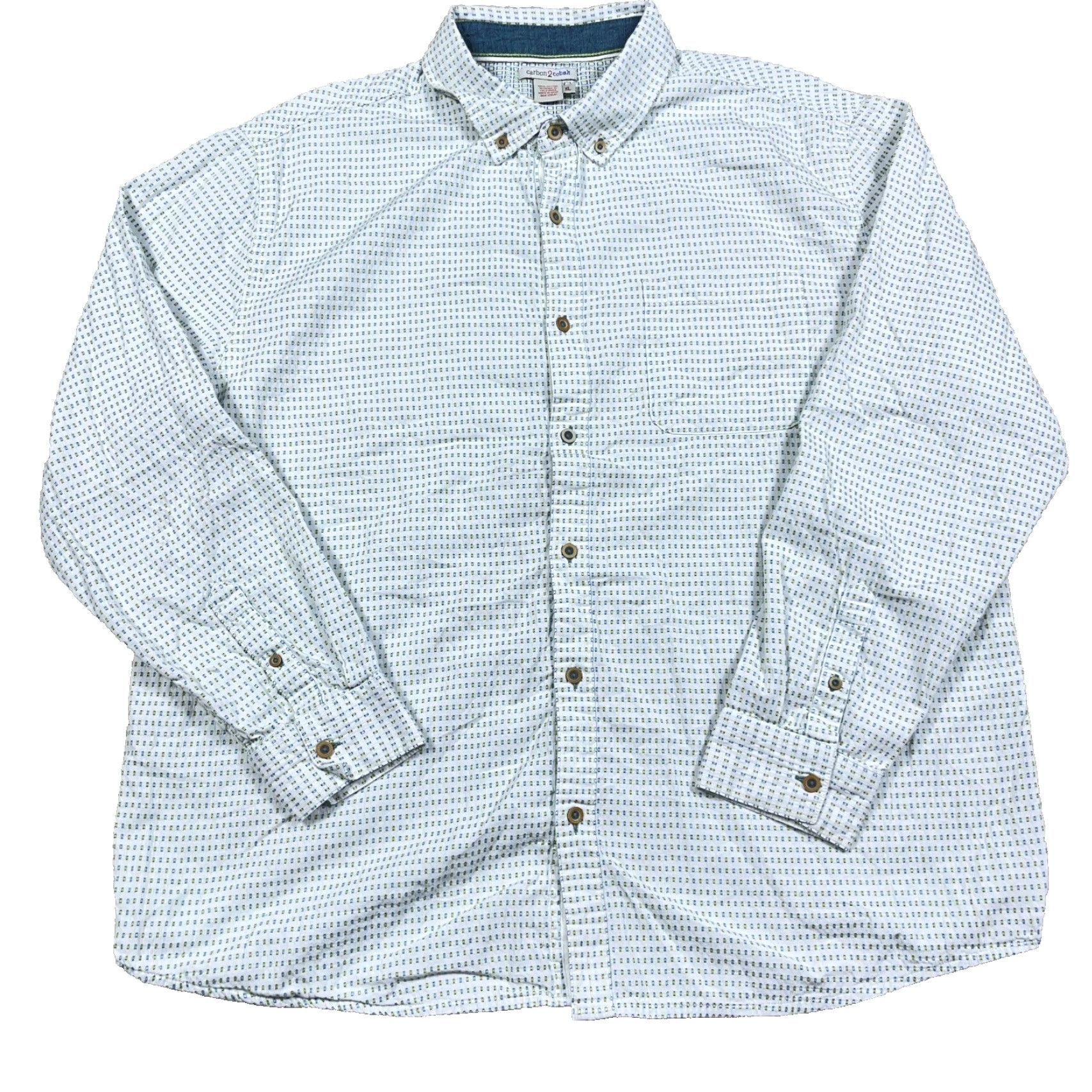 Carbon2Cobalt Carbon 2 Cobalt Shirt Men XL White Spotted Button-Up Casual Dress Size US XL / EU 56 / 4 - 2 Thumbnail