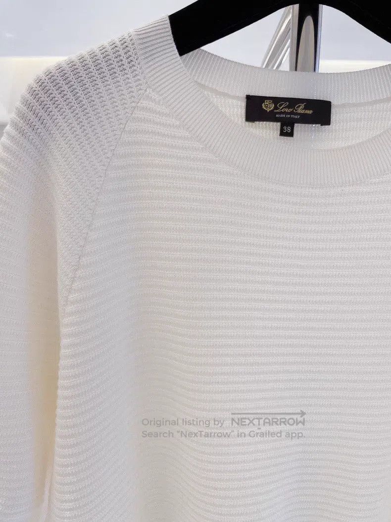 Loro Piana Loro Piana Pure White Silk Knit Short Sleeve Top with Adva Size XS / US 0-2 / IT 36-38 - 3 Thumbnail