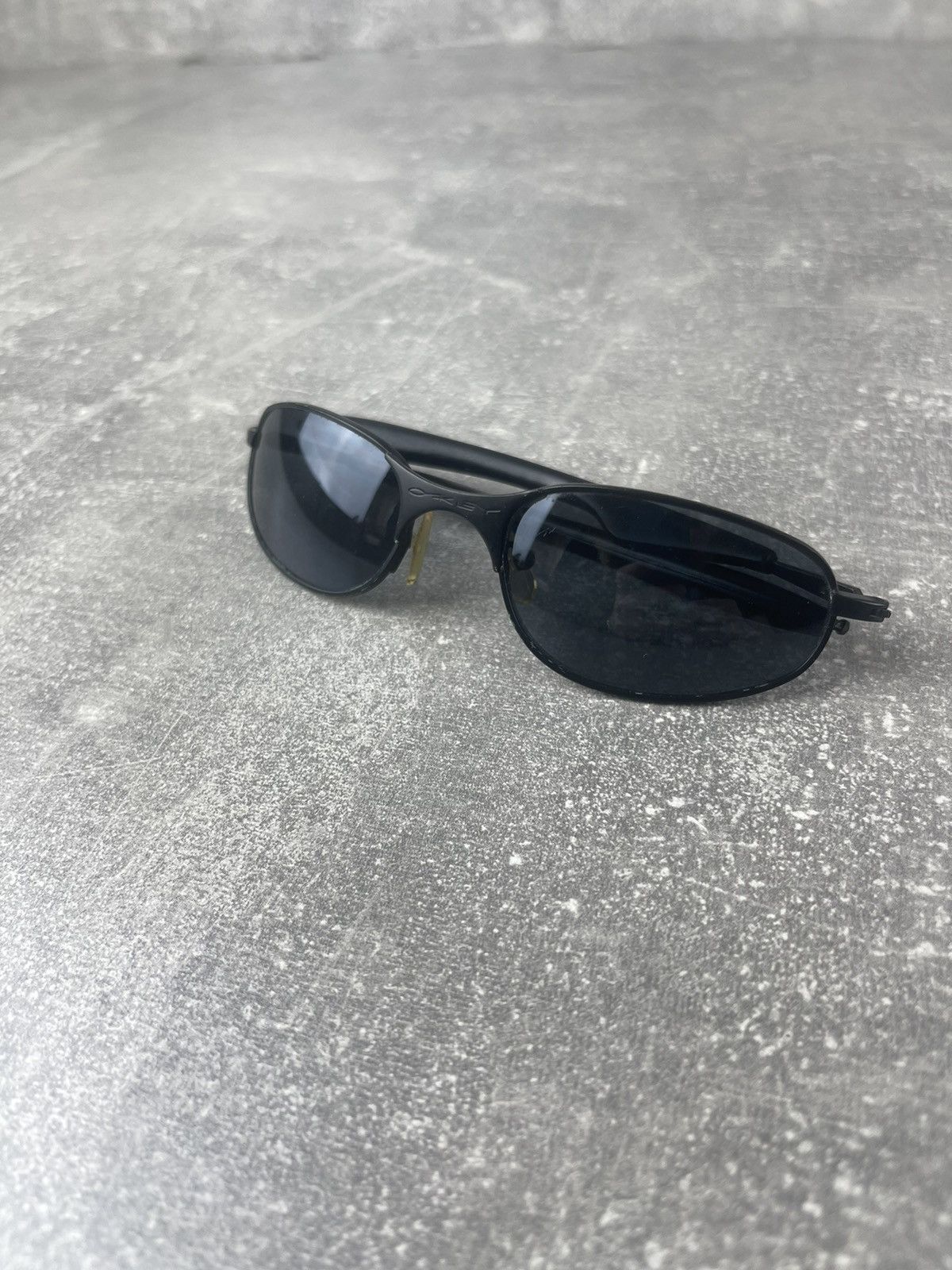 image of Vintage Oakley Gunmetal Black E - Wire Polarized Sunglasses, Men's