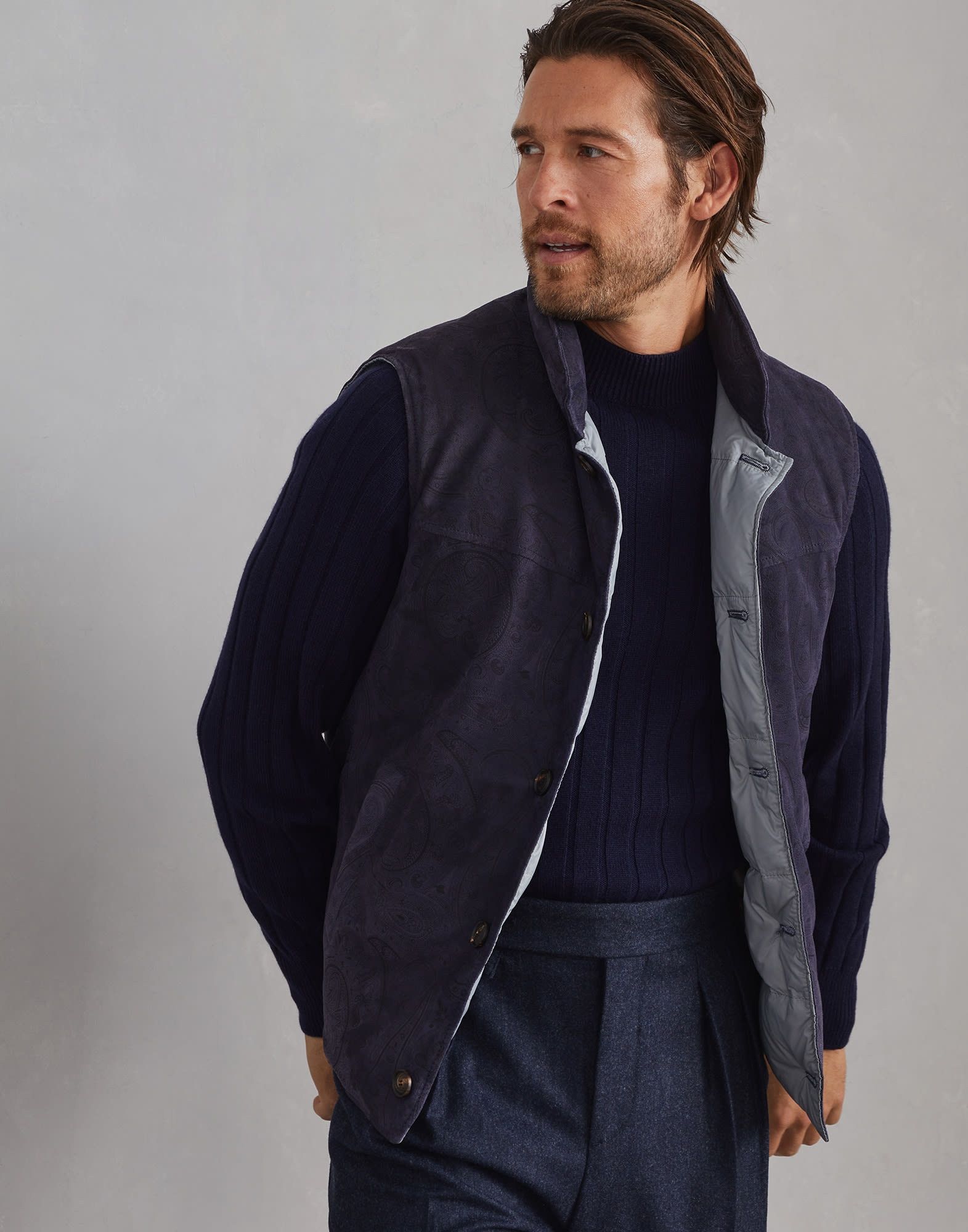 Brunello Cucinelli o1la1rc1a0925 Padded Leather Vest in Blue Size US XL / EU 56 / 4 - 4 Thumbnail
