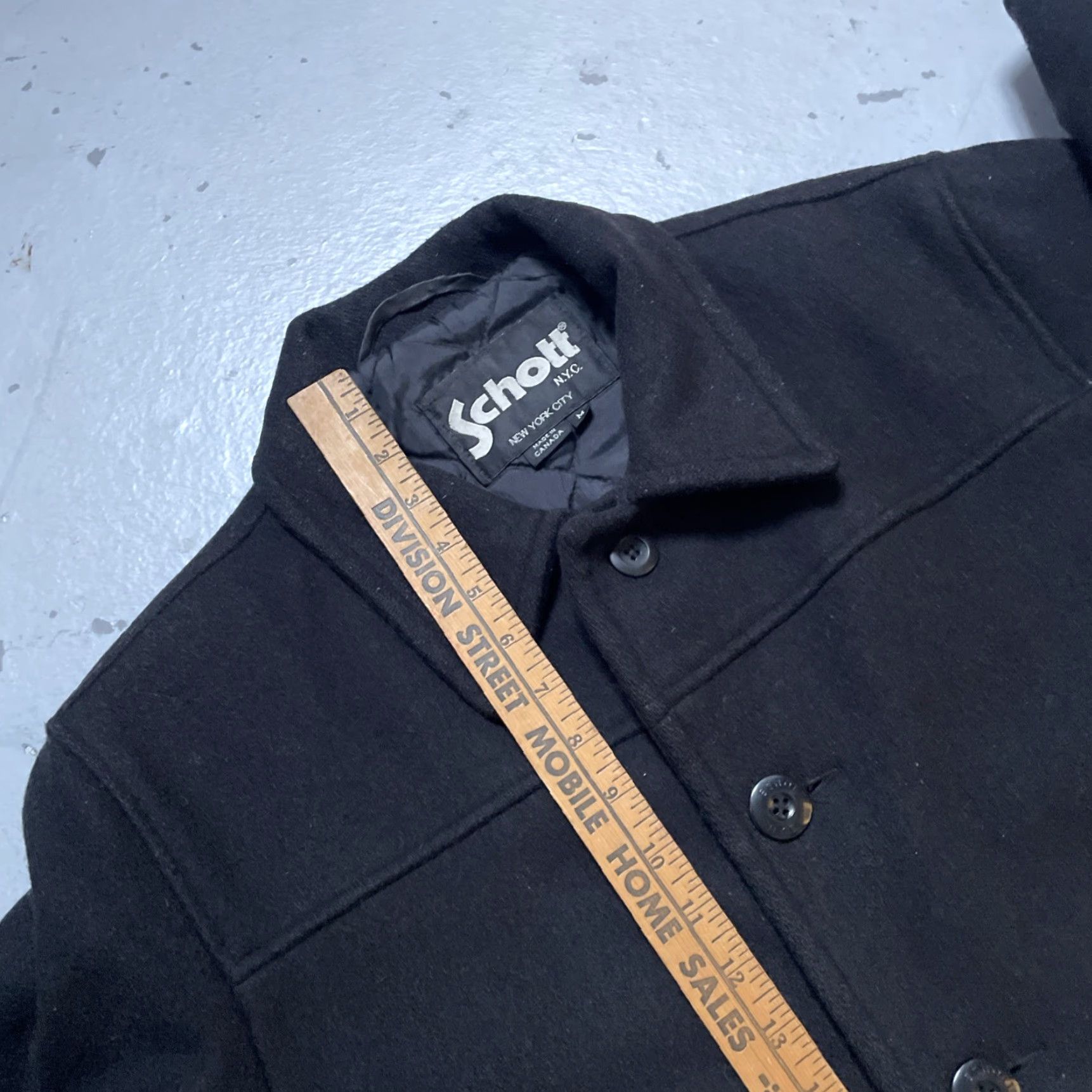 Schott Schott Wool Car Club Long Coat Workwear Quilted Vintage Lined Made Canada M Black Unisex Adults Regular Size M Jacket/Coat Long Women/Mens? Size US M / EU 48-50 / 2 - 6 Thumbnail
