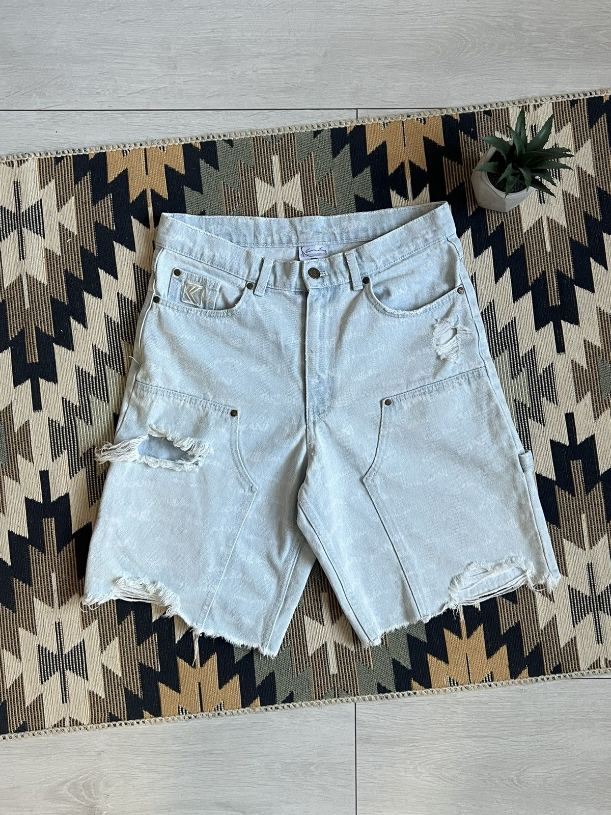 Other Vintage Karl Kani Denim Baggy Rap Shorts Size US 30 / EU 46 - 4 Thumbnail