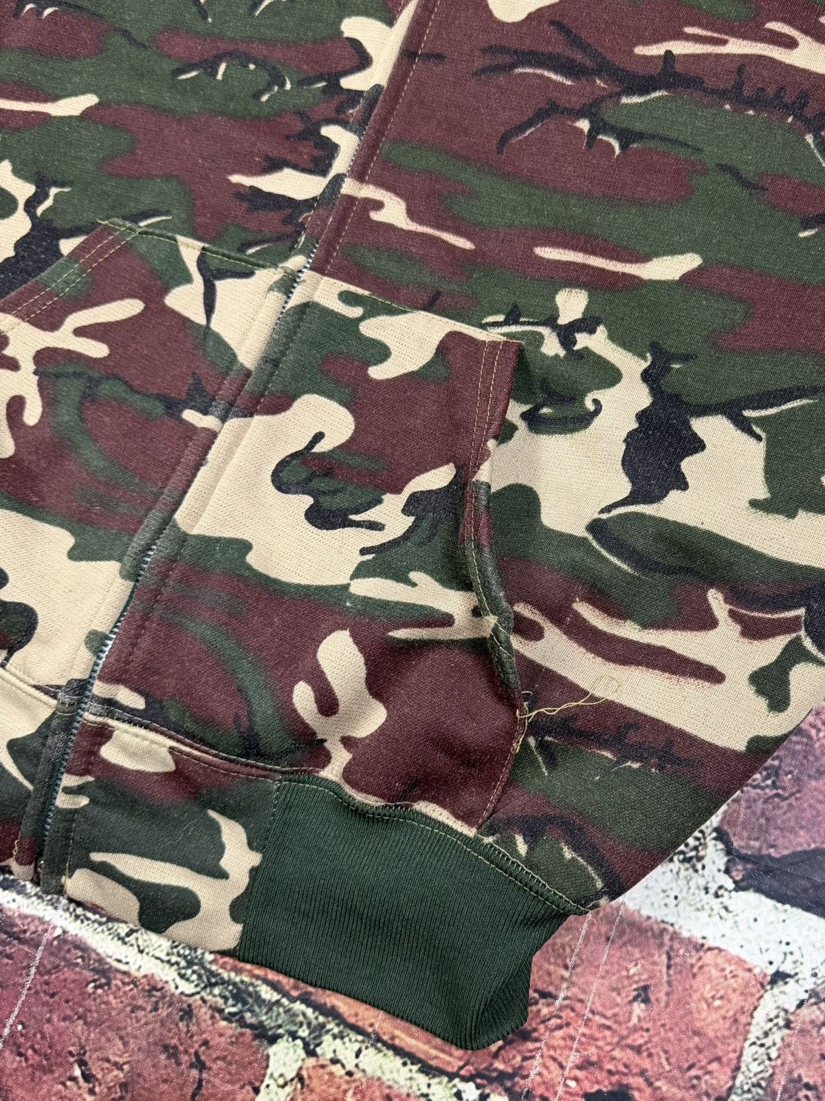 Other Vintage Camo Zip Up Hoodie Thermal Lined Sweatshirt Blank Size US L / EU 52-54 / 3 - 12 Thumbnail