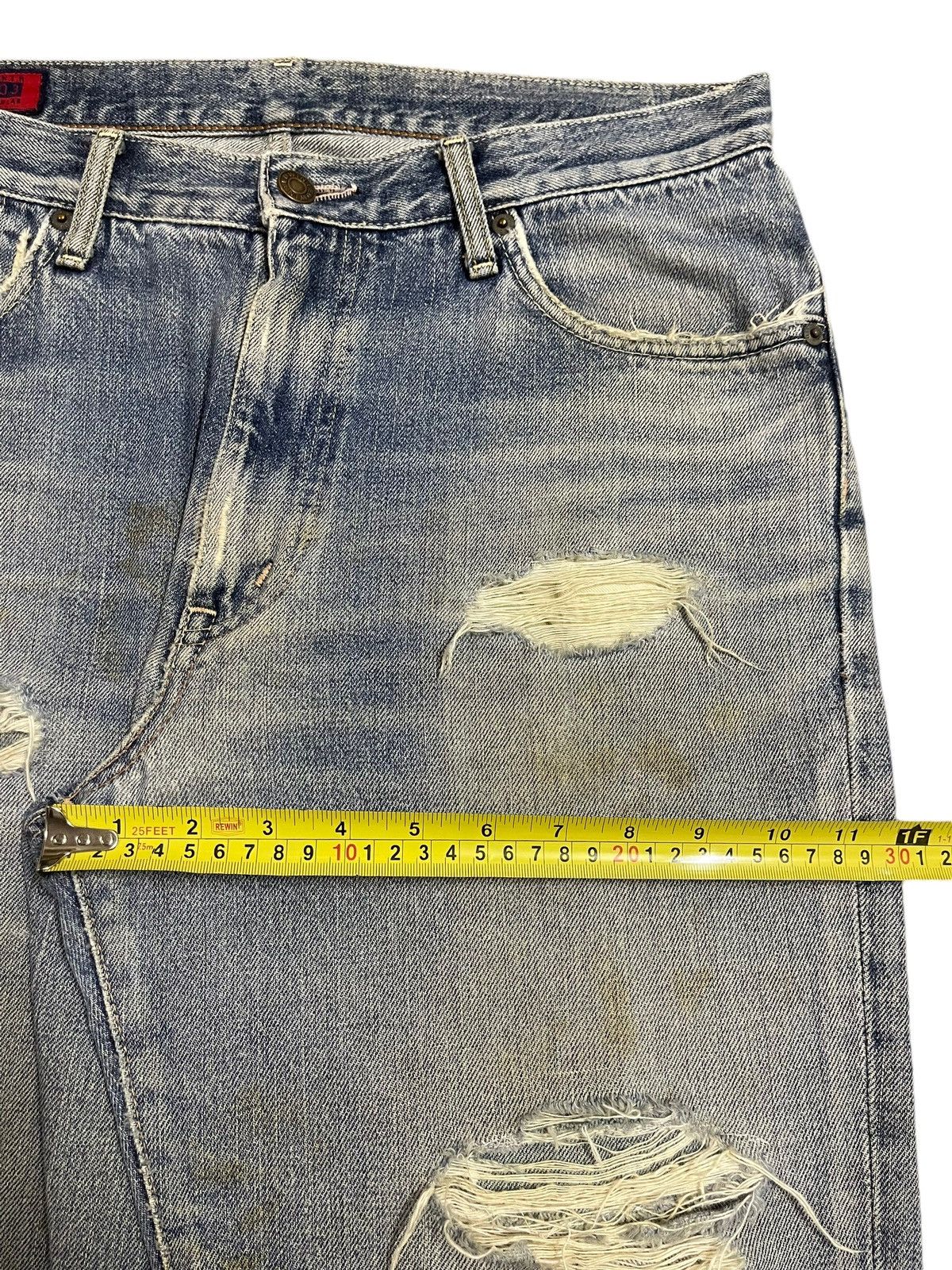 Edwin Vintage Edwin 503 Blue Faded Wash Distressed Loose Jeans Size US 33 - 16 Thumbnail