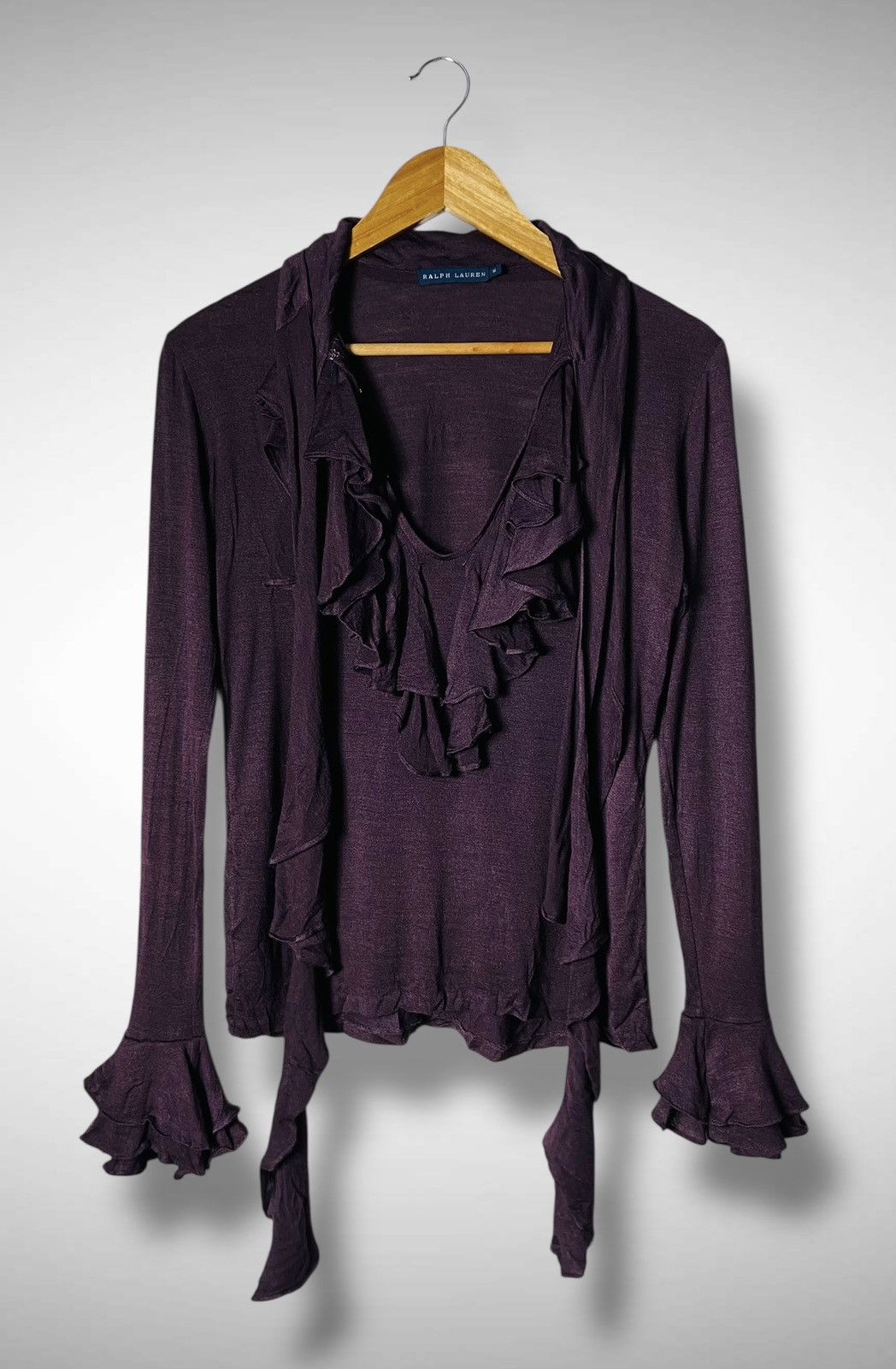 Ralph Lauren Vintage Ralph Lauren “Whimsigoth” Silk Ruffle Knit Cardigan Size S / US 4 / IT 40 - 2 Thumbnail