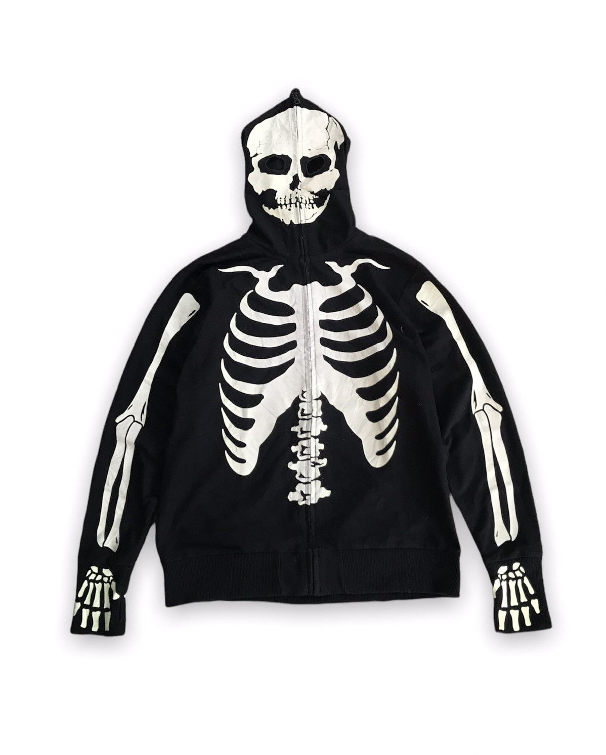 image of 14Th Addiction x If Six Was Nine Y2K Clash Ahead Skeleton Hoodie Glow In The Dark in Black (Size La