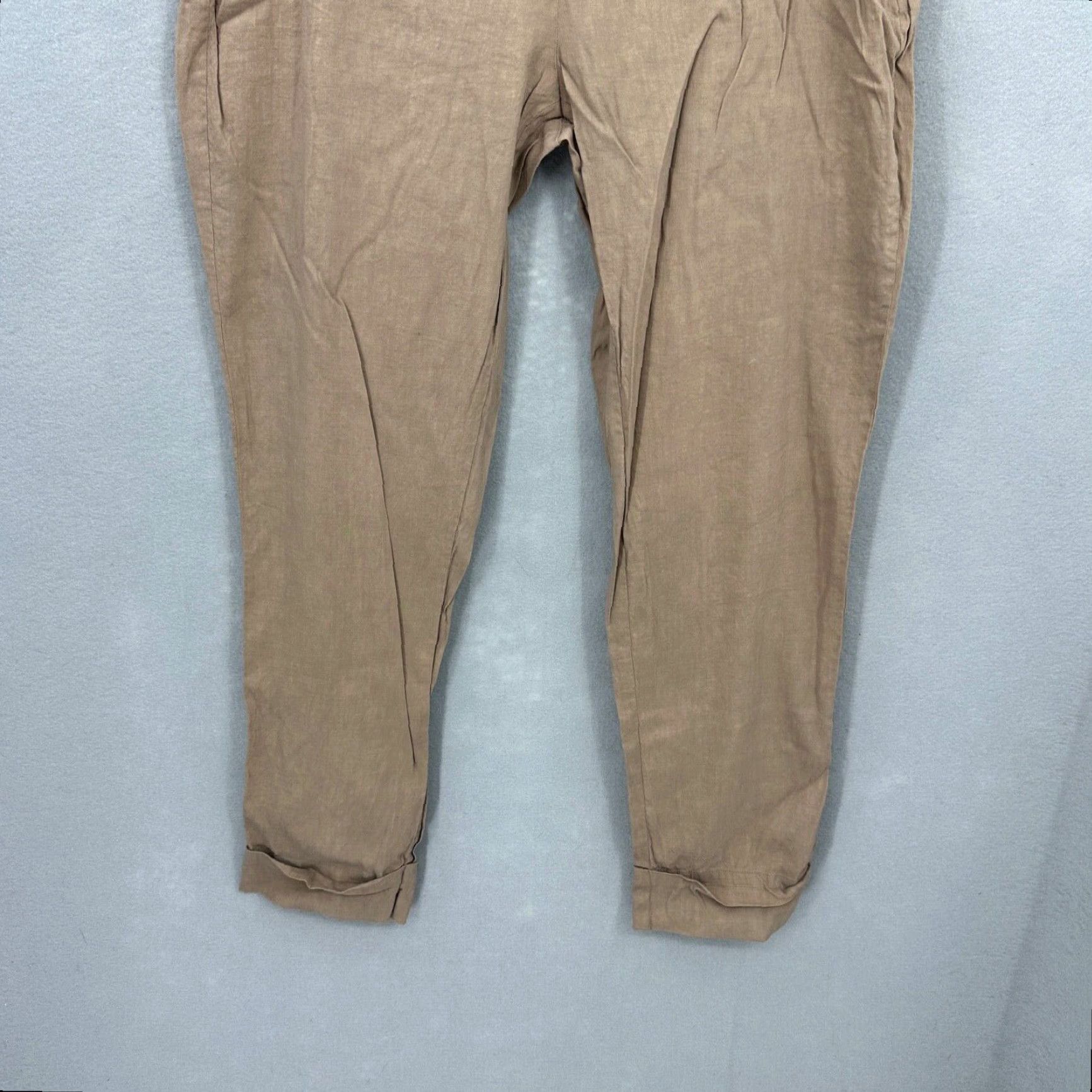 Eileen Fisher Eileen Fisher Pants Womens S Linen Viscose Flat Front Beige Cropped Cuffed Side Zip Classic Straight Knit 0 Size 28" / US 6 / IT 42 - 3 Thumbnail