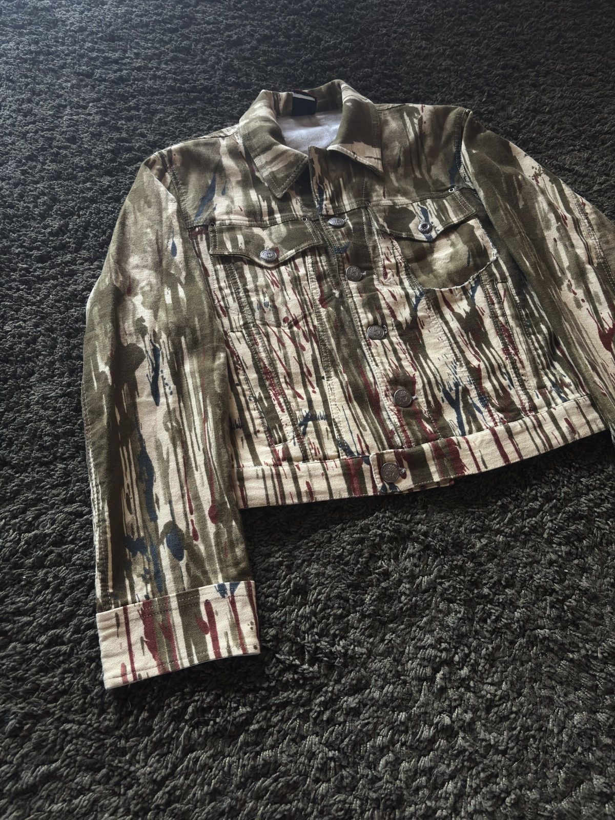 Jean Paul Gaultier FW97 Jean Paul Gaultier Blood Splatter Vomit Denim Jacket Size US XS / EU 42 / 0 - 2 Thumbnail
