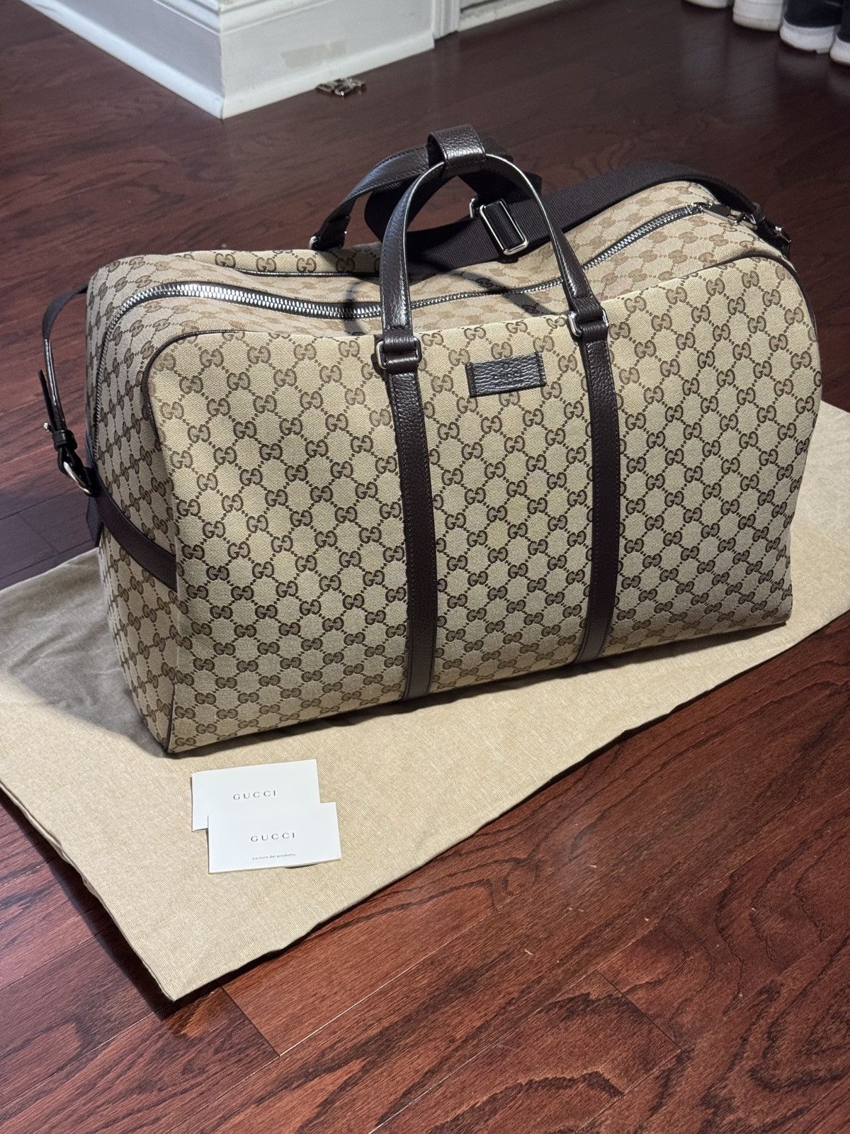 Gucci Gucci Boston GG Large Duffle Bag Beige Size ONE SIZE - 1 Thumbnail