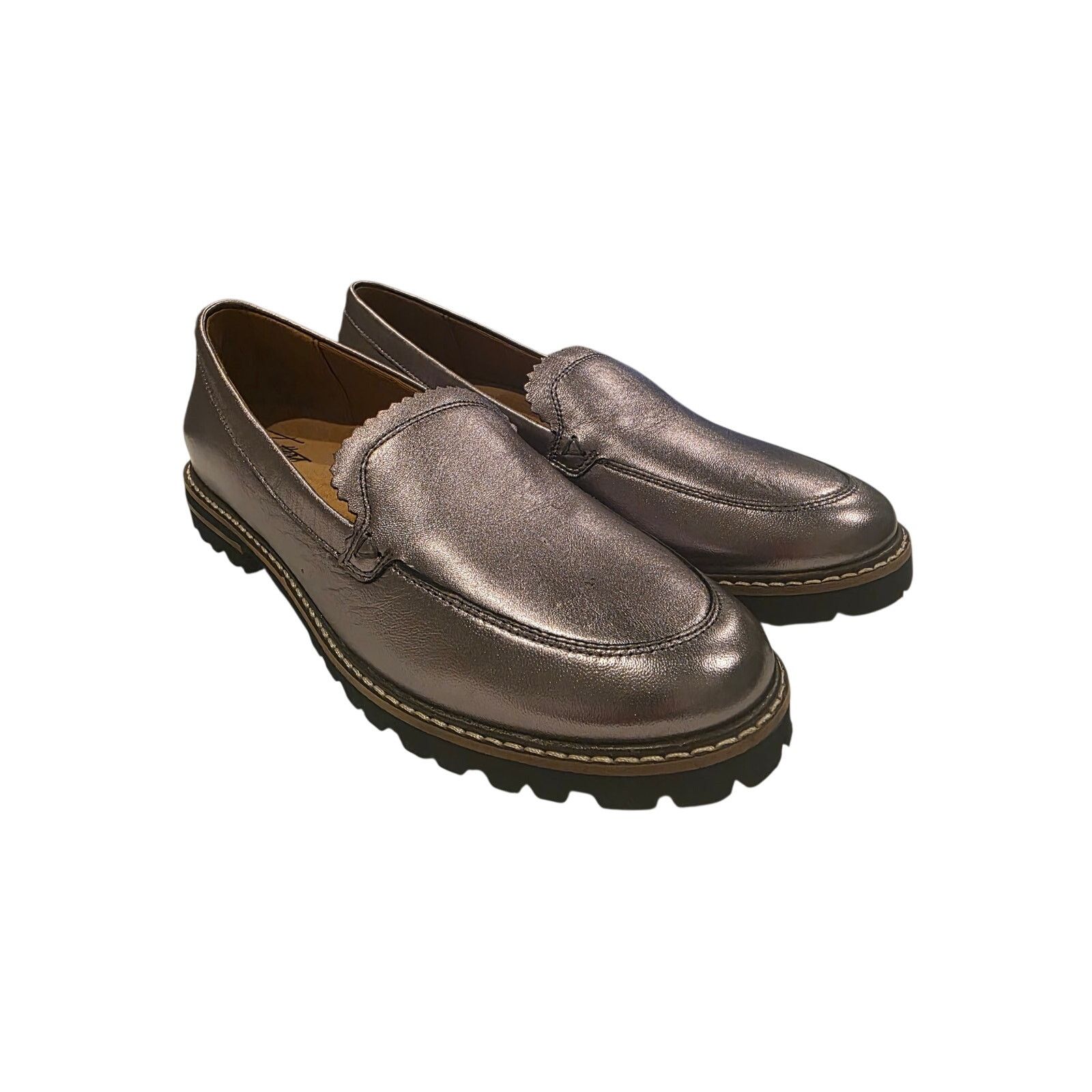 Globe-Trotter Trotters Metallic Pewter Lug Sole Loafers Womens 8 Size US 8 / IT 38 - 2 Thumbnail