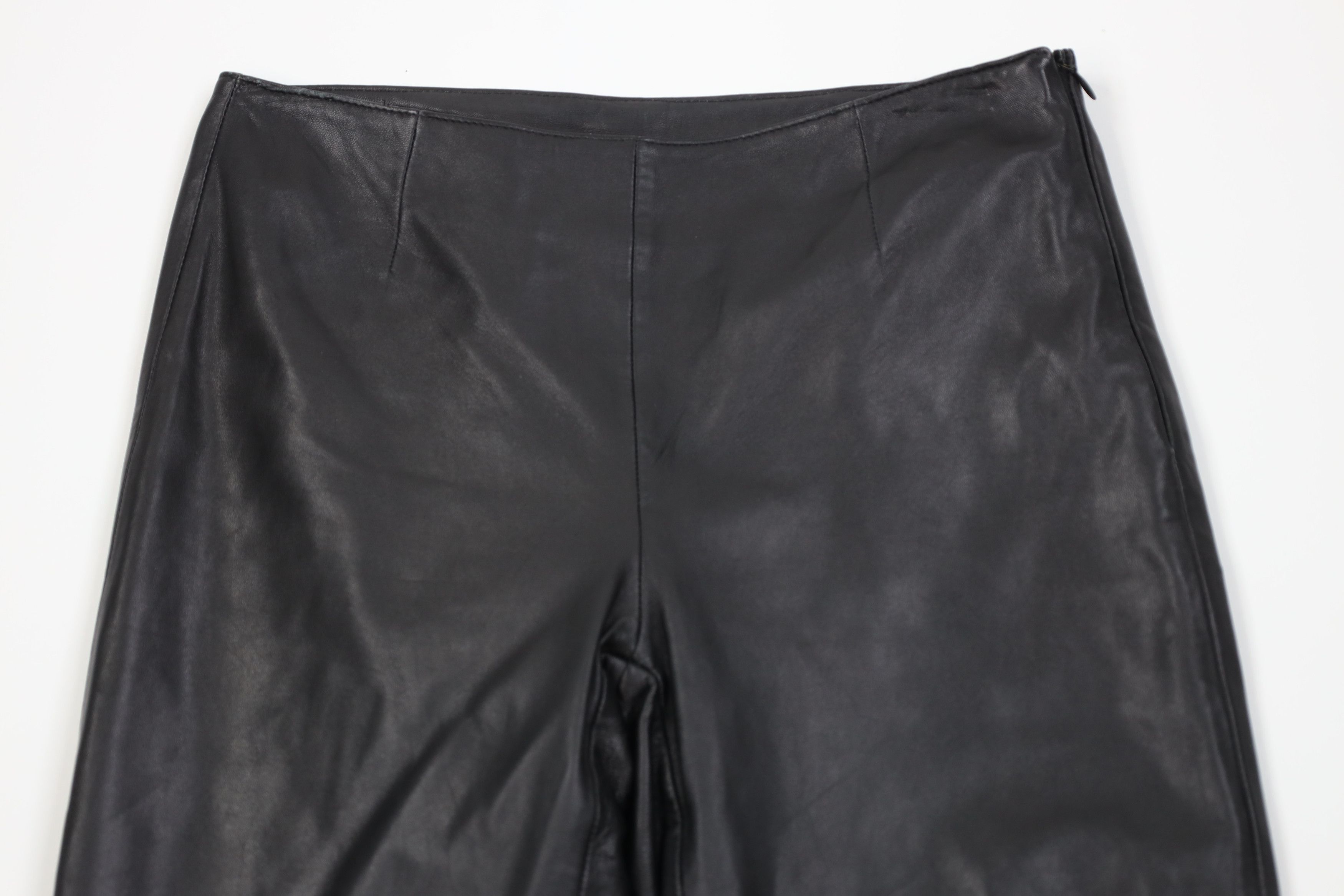 Vintage Vintage 90s Streetwear Straight Leg Leather Pants Black Size 26" / US 2 / IT 38 - 2 Thumbnail