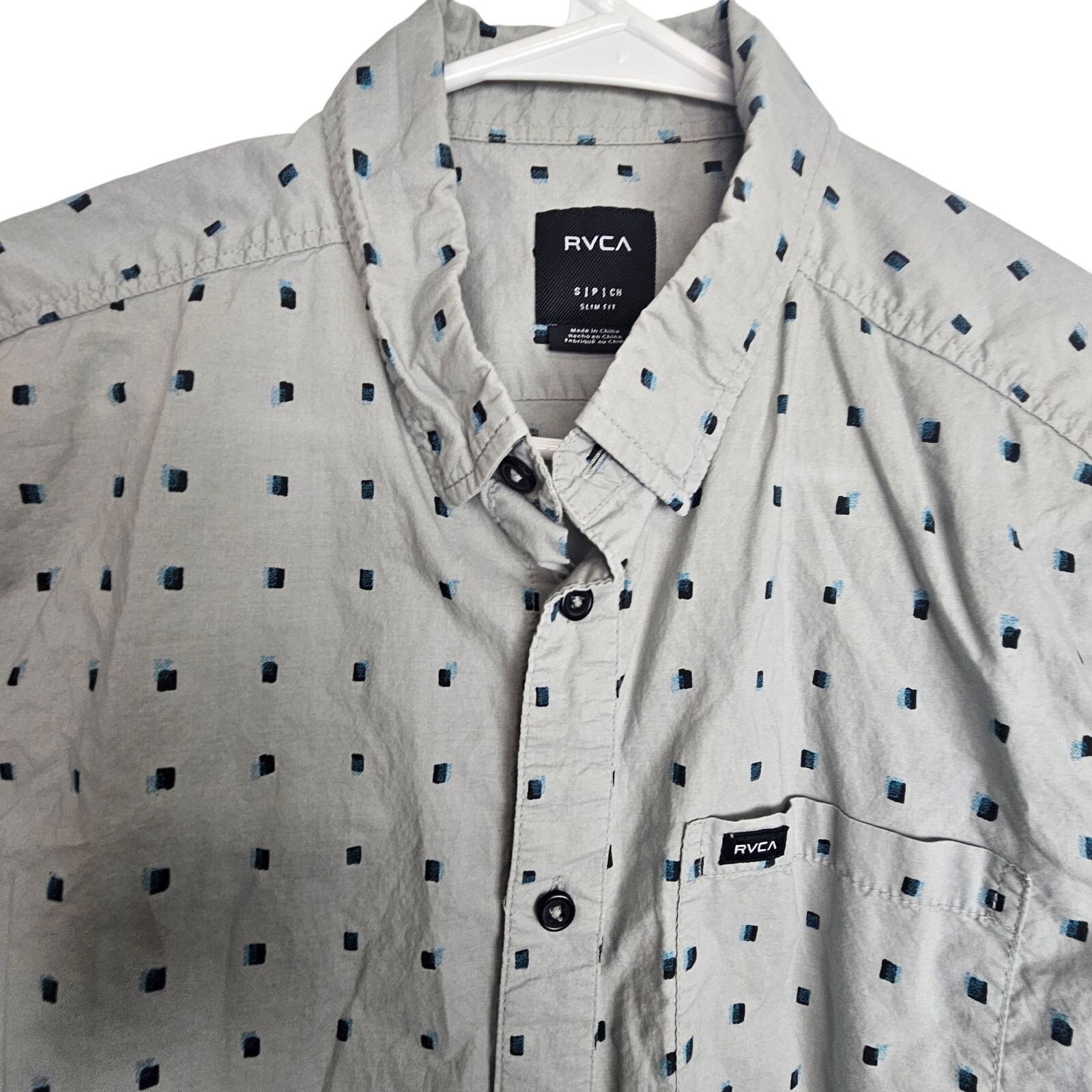 RVCA RVCA Shirt Men S Gray Geometric SS Casual Collared Preppy Size US S / EU 44-46 / 1 - 2 Thumbnail