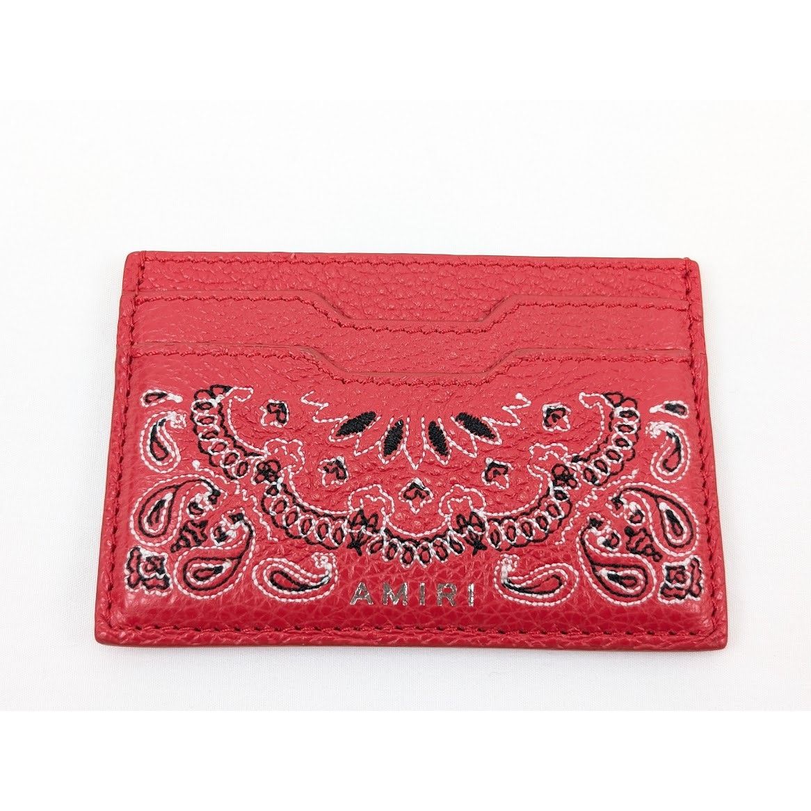 Amiri o1rshd1 Size: OS / Leather Bandana Card Holder in Red Size ONE SIZE - 6 Thumbnail