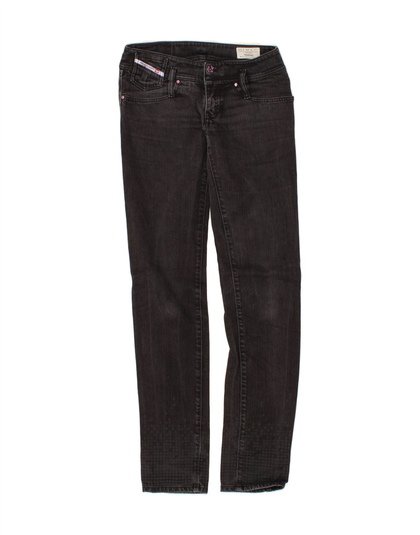 Diesel Womens Matic Tapered Skinny Jeans W26 L34 Black Cotton Size 42" / US 20 - 1 Thumbnail