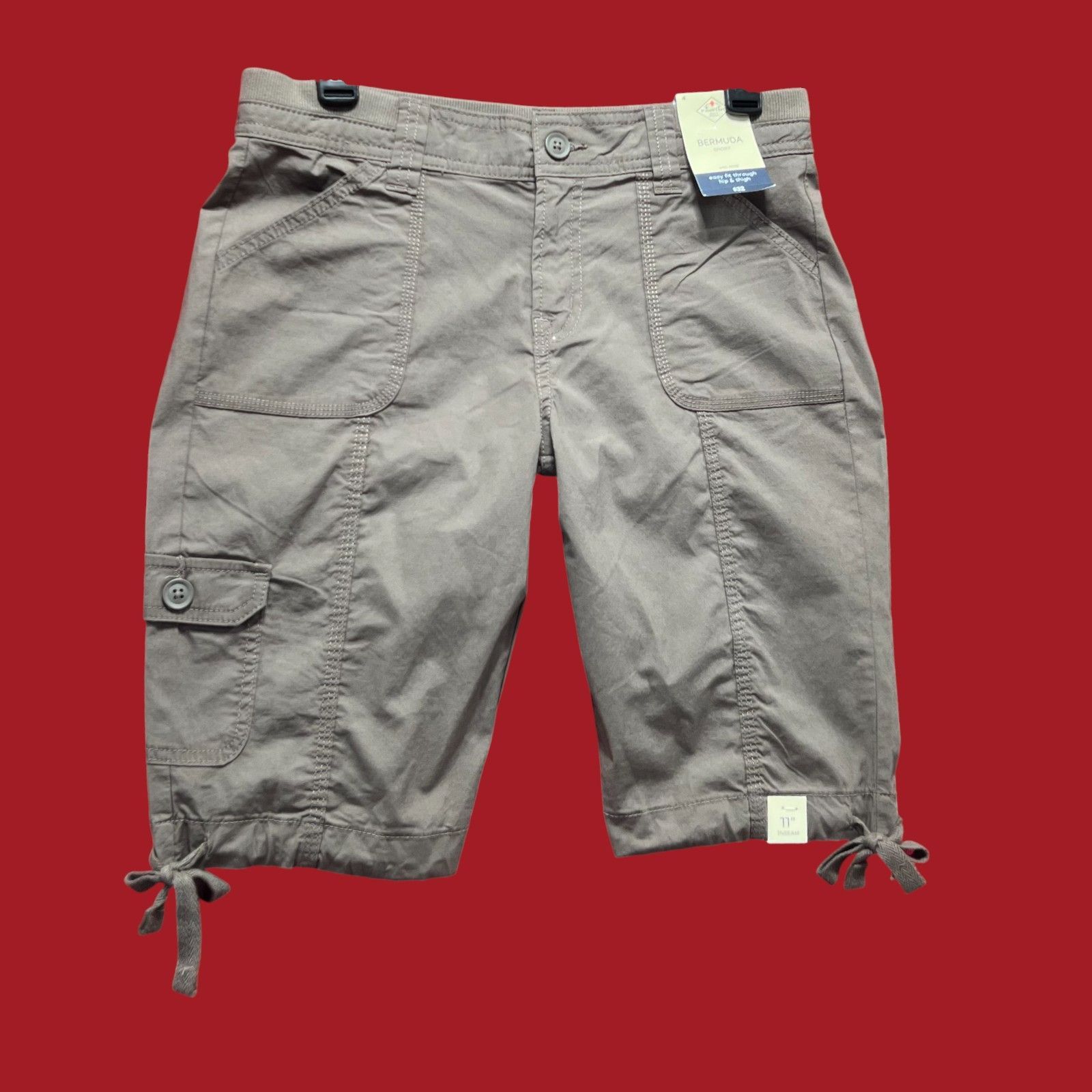 Other St John's Bay - Women's Mid-Rise Cargo Bermuda Short - Brown Size 27" / US 4 / IT 40 - 16 Thumbnail