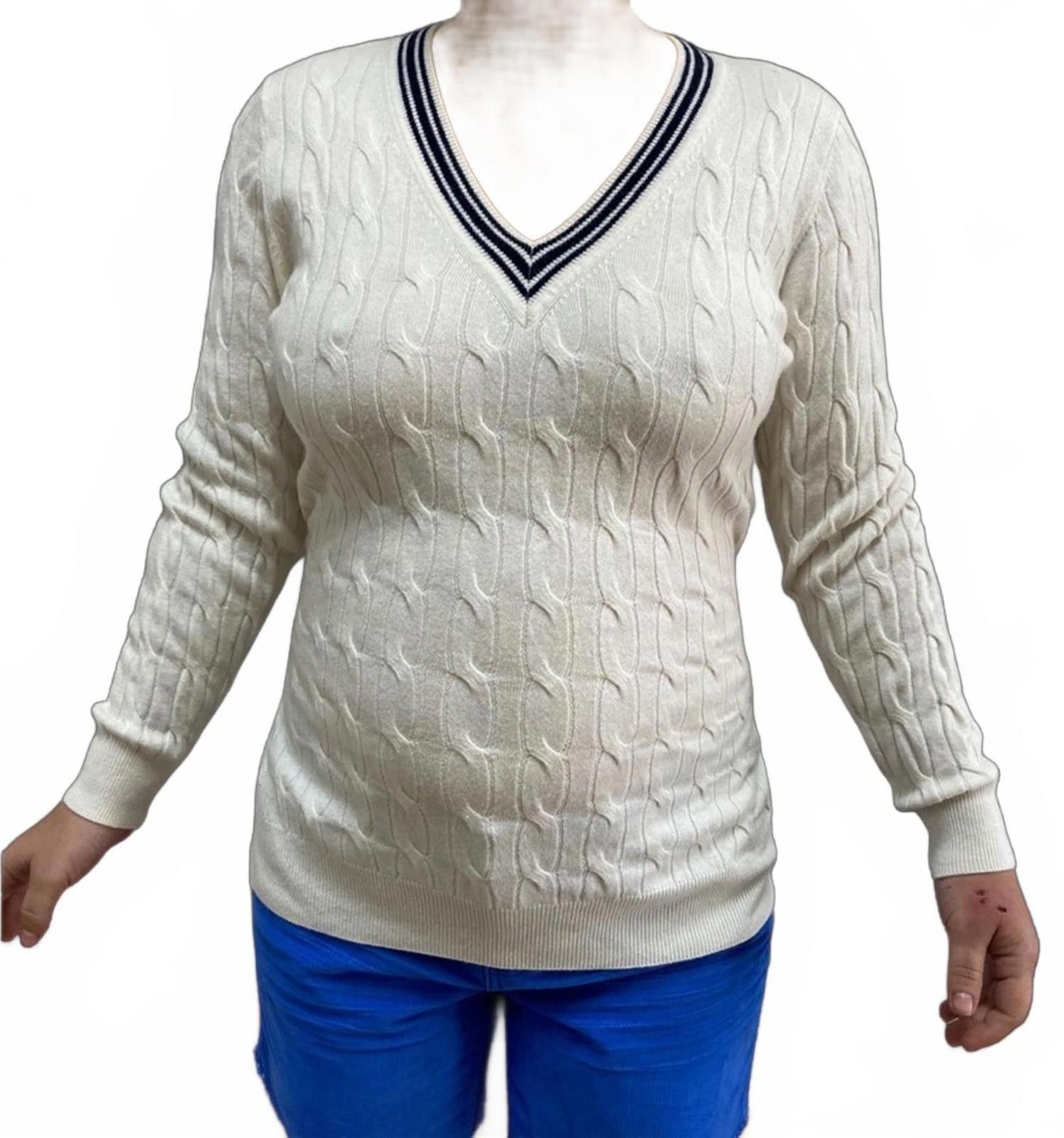 Sandro Sandro Paris Medium Ecru Emma Tie-Waist Cable Knit Sweater Size M / US 6-8 / IT 42-44 - 5 Thumbnail