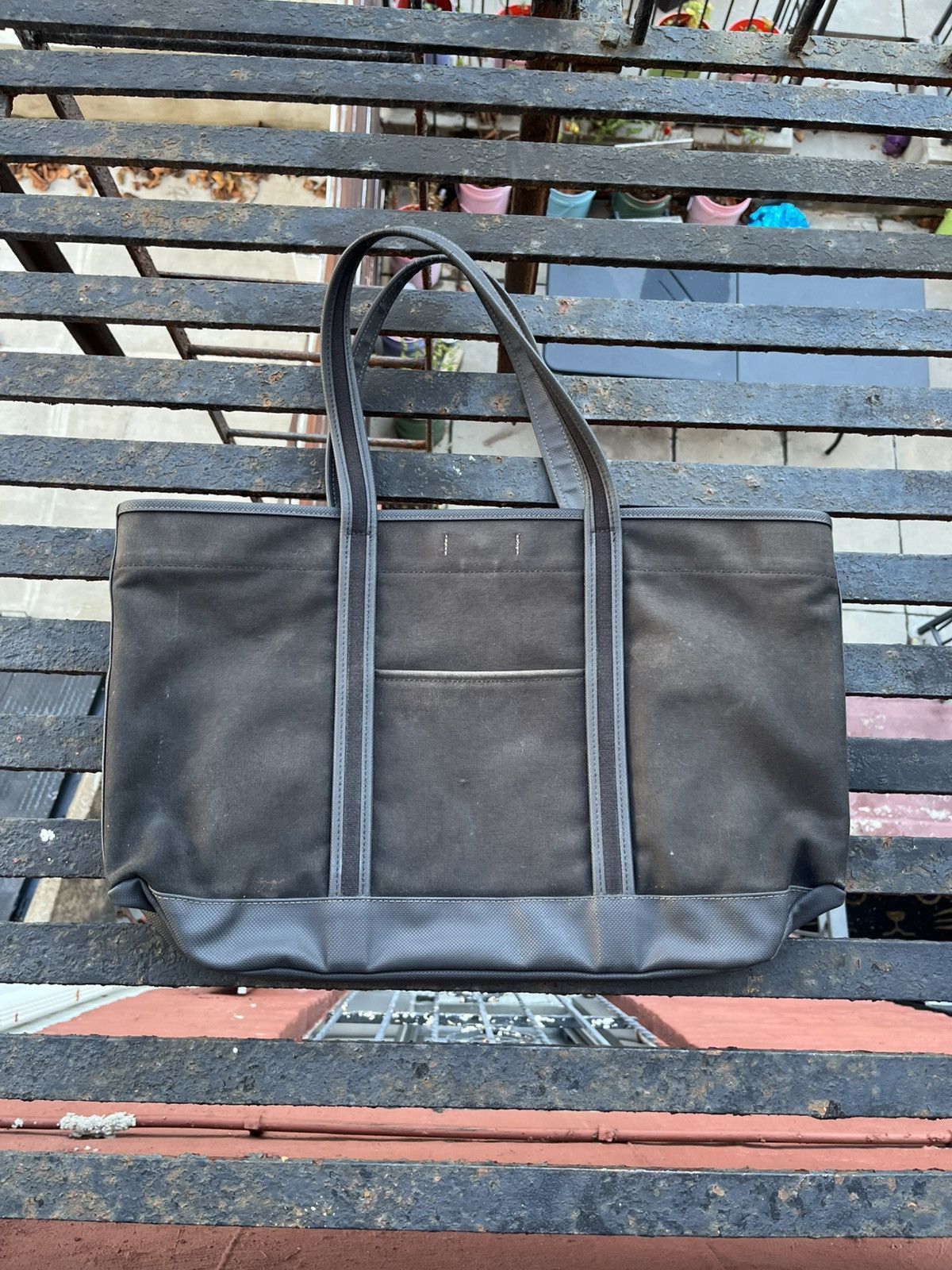 Porter Faded Coated Canvas Functional Boyfriend Tote Bag Size ONE SIZE - 2 Thumbnail