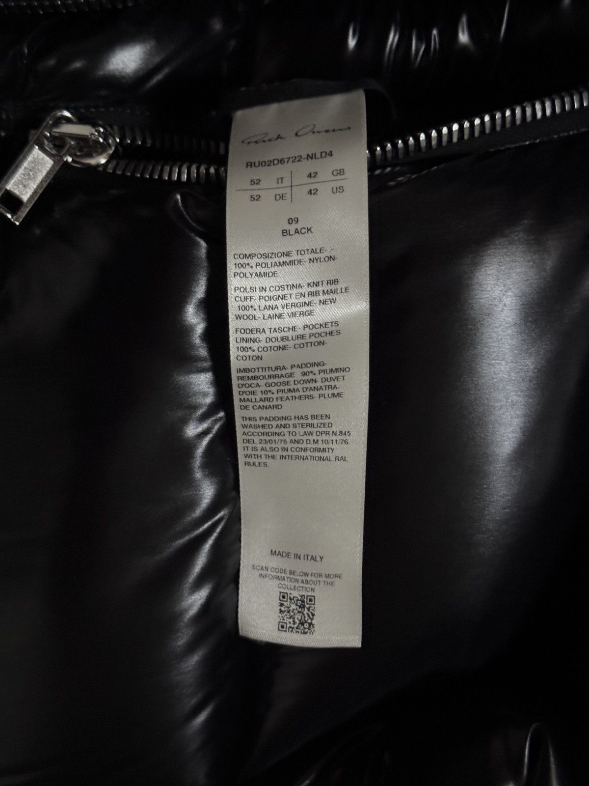 Rick Owens RICK OWENS PORTERVILLE FW24 FULL ZIP LACQUER PUFFER COAT Size US XL / EU 56 / 4 - 10 Thumbnail