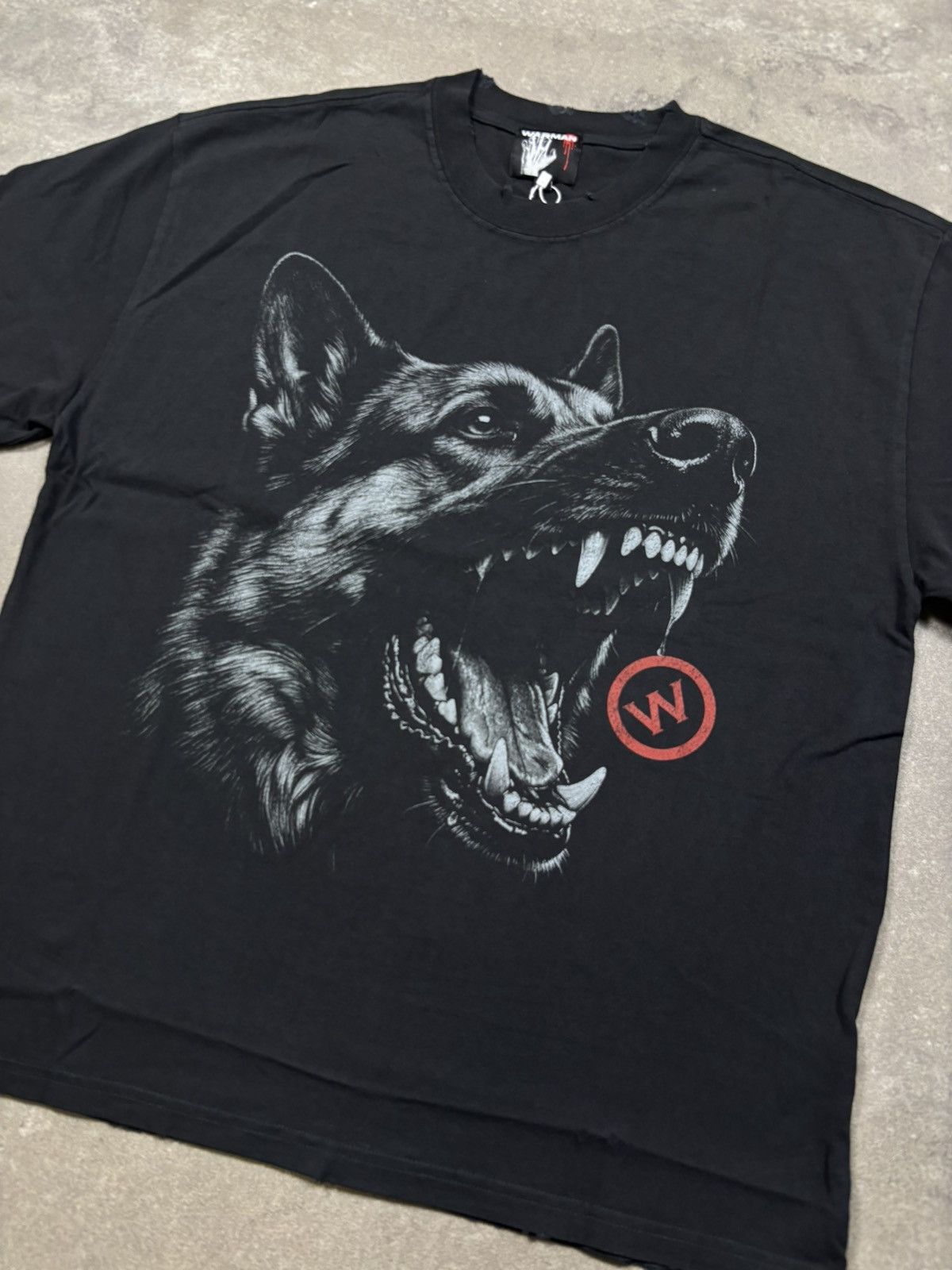 Vintage WARMAN AGGRESSIV DOG GRAPHIC TEE, WASHED BLACK Size US XL / EU 56 / 4 - 2 Thumbnail