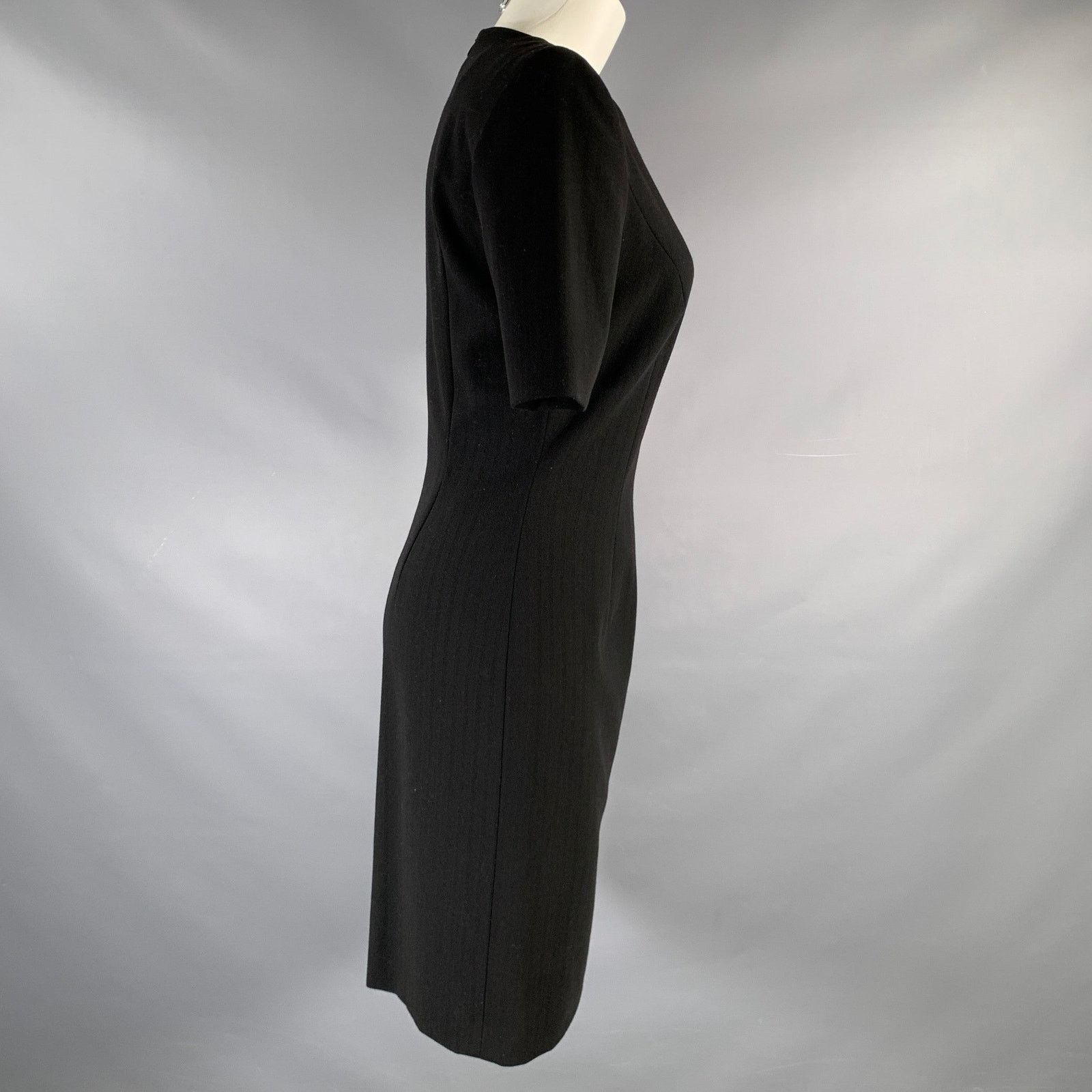 Escada 2 Black Virgin Wool Short Sleeve Knee Length Cocktail Dress Size XS / US 0-2 / IT 36-38 - 2 Thumbnail