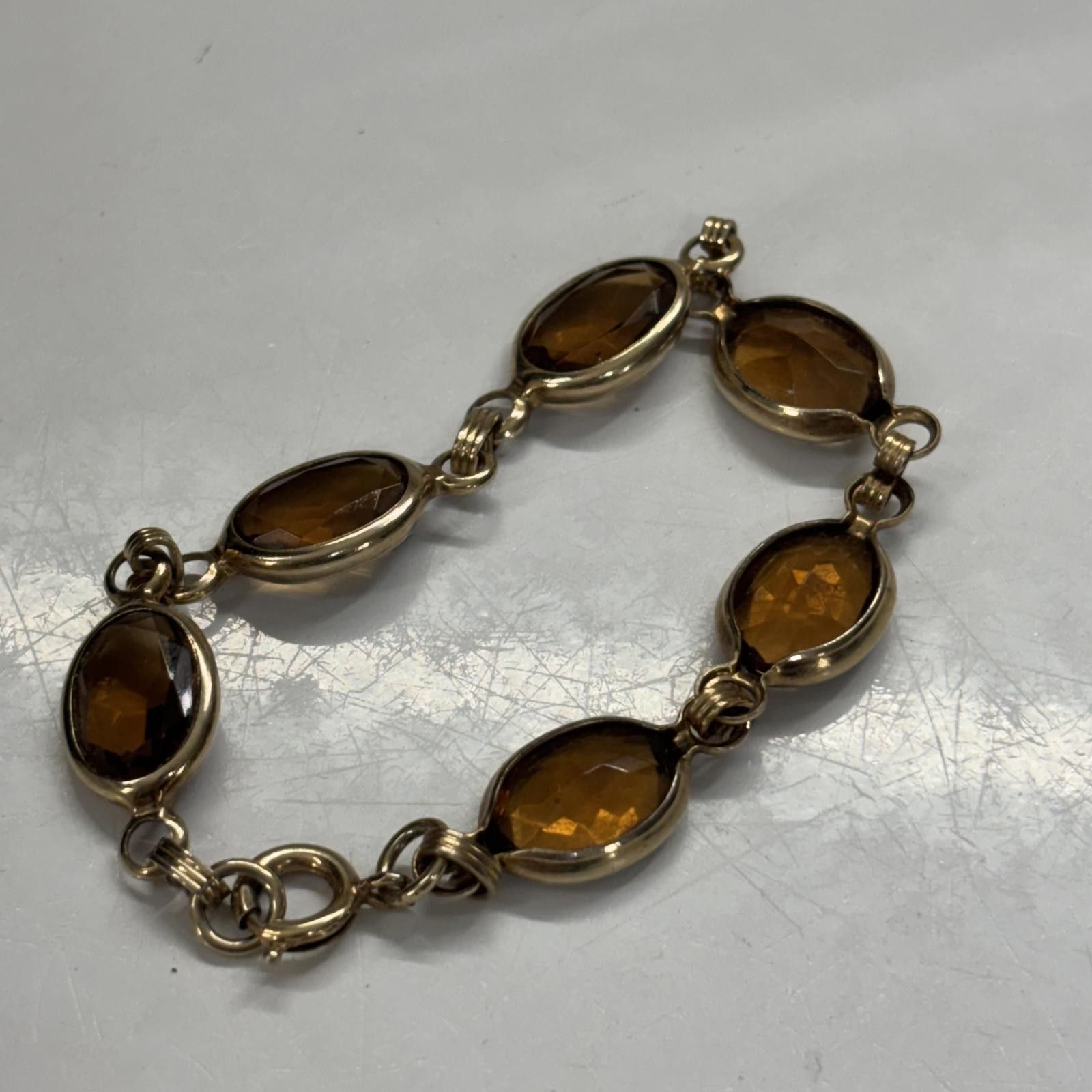 Other Vtg Amber glass gold tone costume jewelry bracelet Size ONE SIZE - 2 Thumbnail