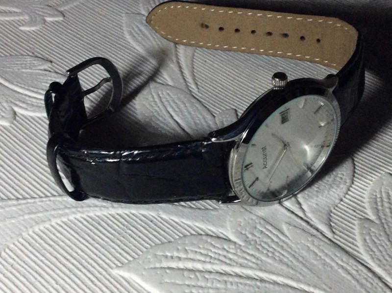 Designer Accurist men's silver dial black leather strap watch Size ONE SIZE - 4 Thumbnail