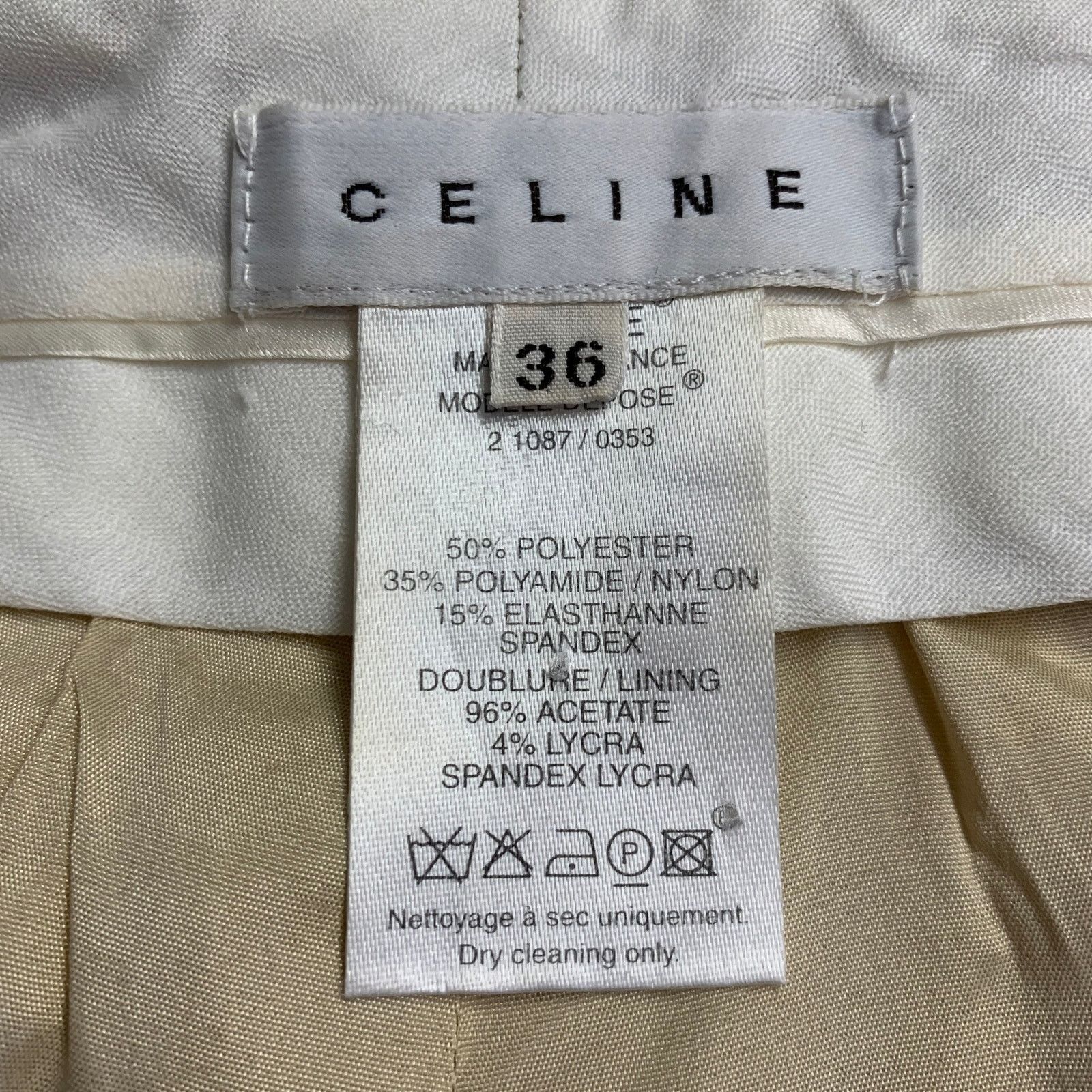 Celine Size XS Cream Silver Jacquard Paisley Straight Dress Pants Size 24" / US 00 / IT 34 - 4 Thumbnail