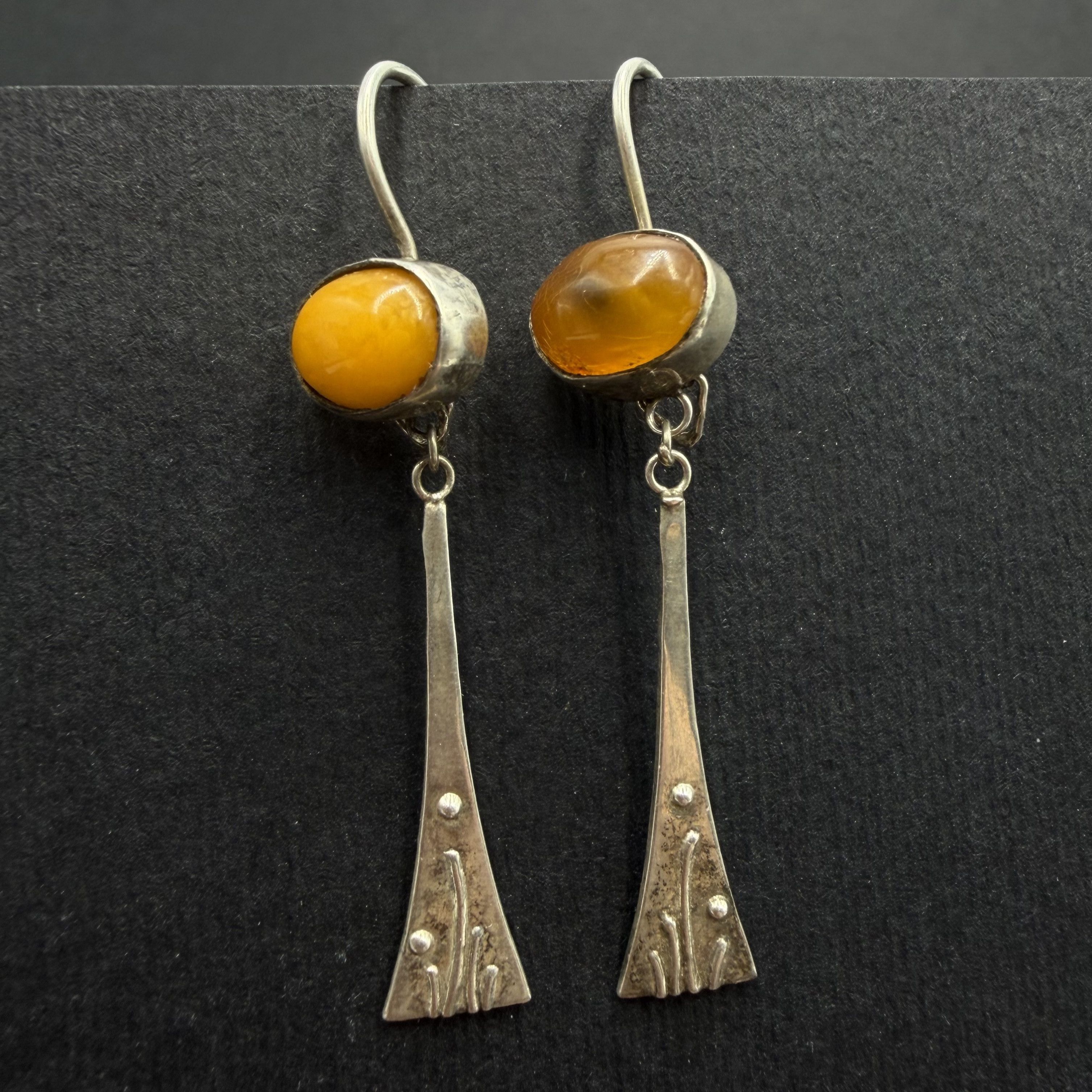 Vintage Vintage Modernist Baltic Amber Drop Earrings 875 Silver Size ONE SIZE - 4 Thumbnail