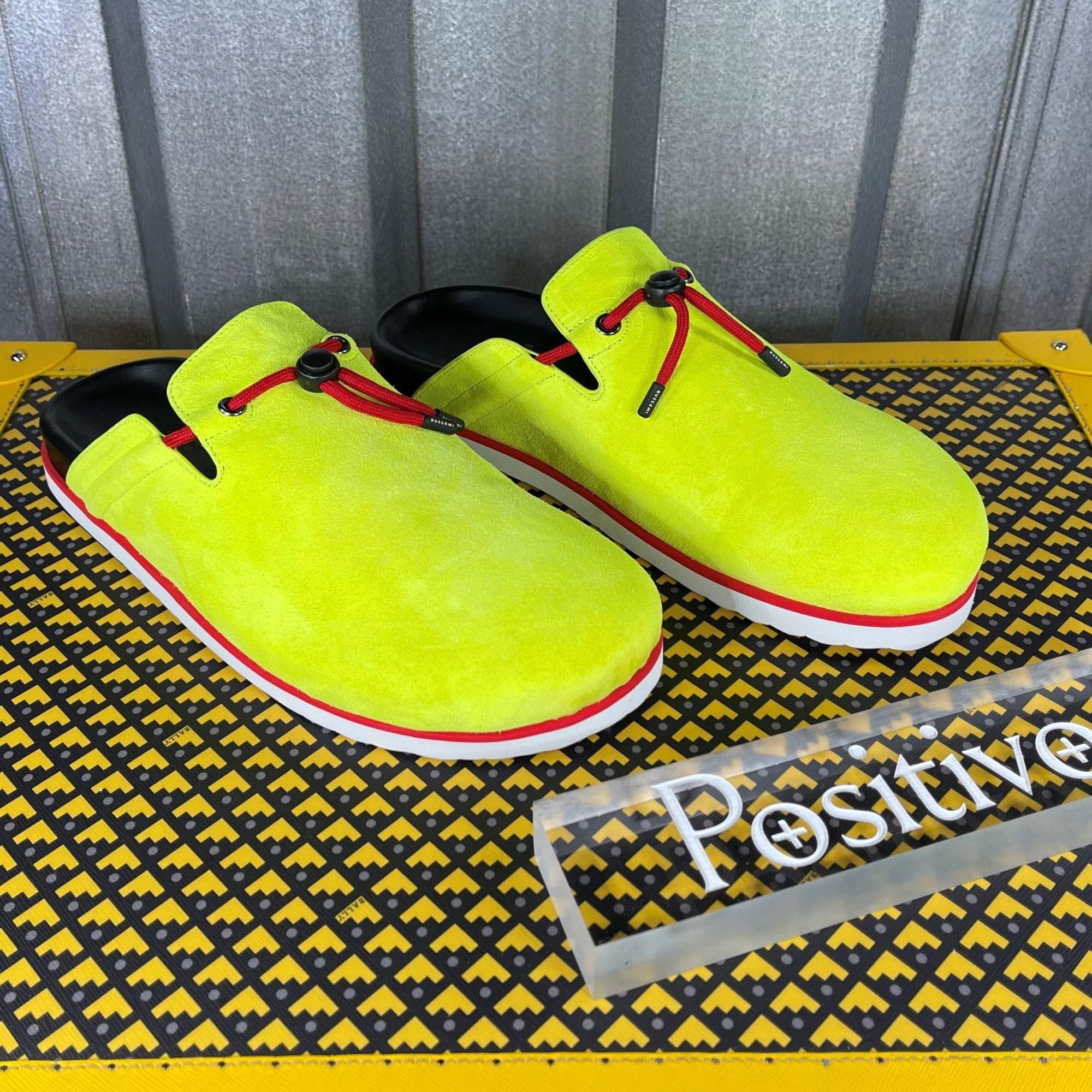 Buscemi Buscemi Pietro Neon Yellow Suede Slippers US 7 EU 40 Size US 7 / EU 40 - 4 Thumbnail