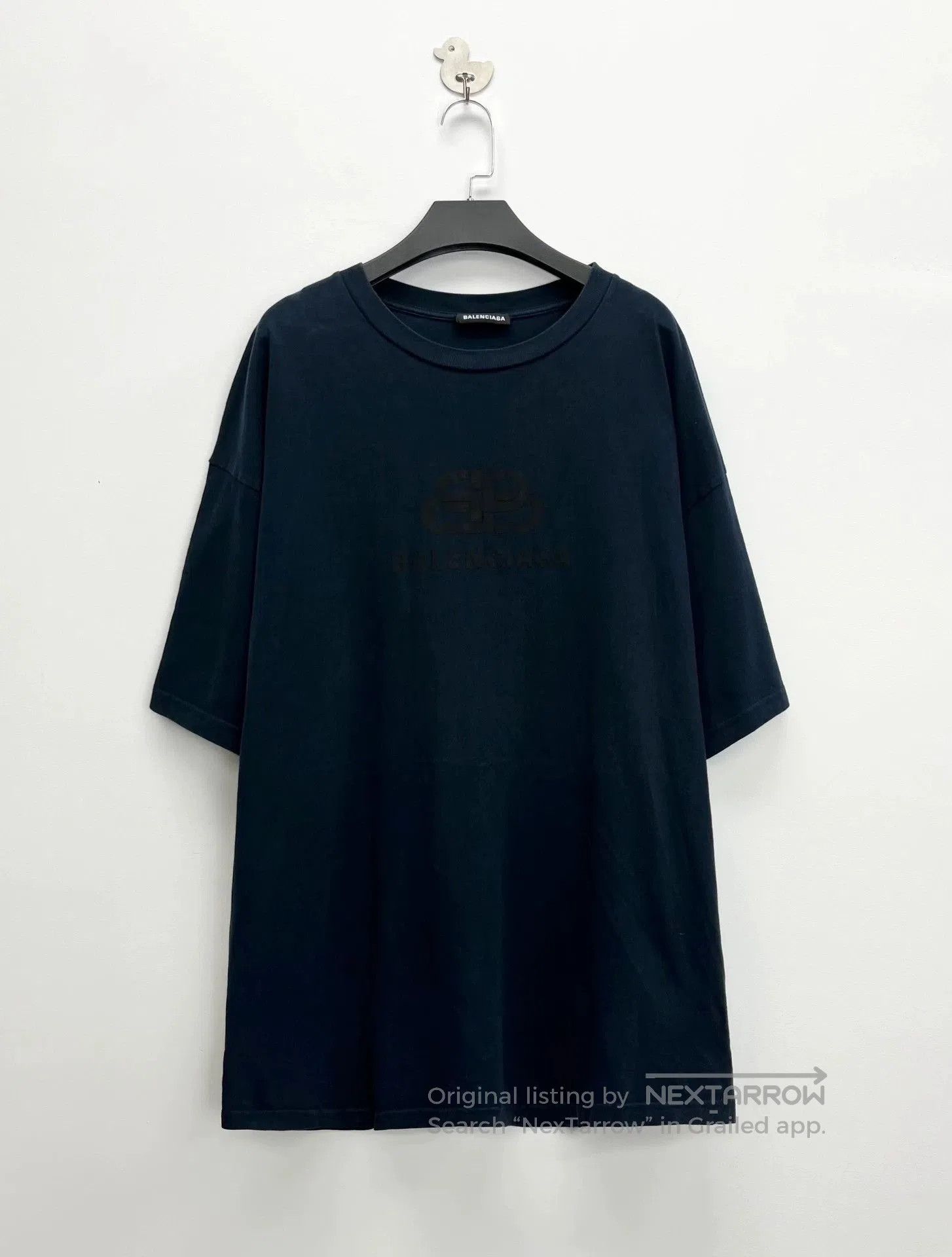 Balenciaga Blue Black Logo Short Sleeve Tee.