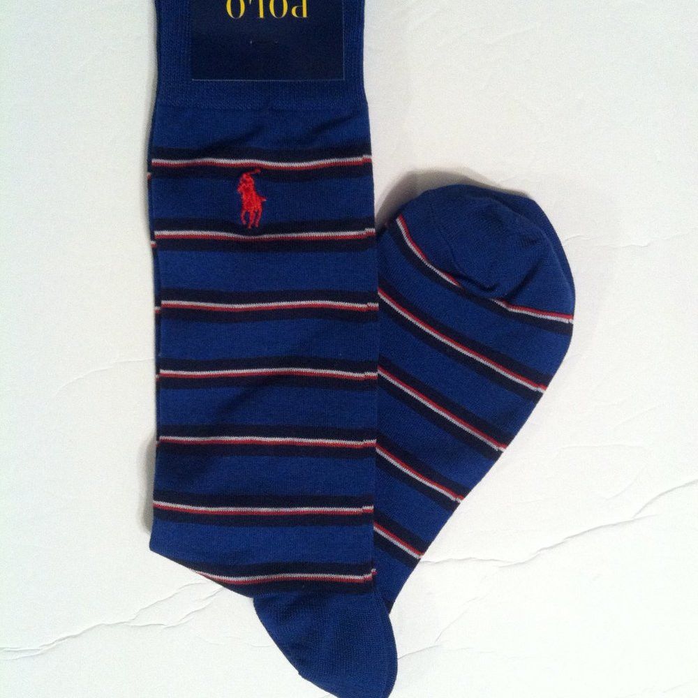 Polo Ralph Lauren POLO RALPH LAUREN MENS NEW BLUE DRESS SOCKS SHOE SIZE: 7-12 Size ONE SIZE - 2 Thumbnail