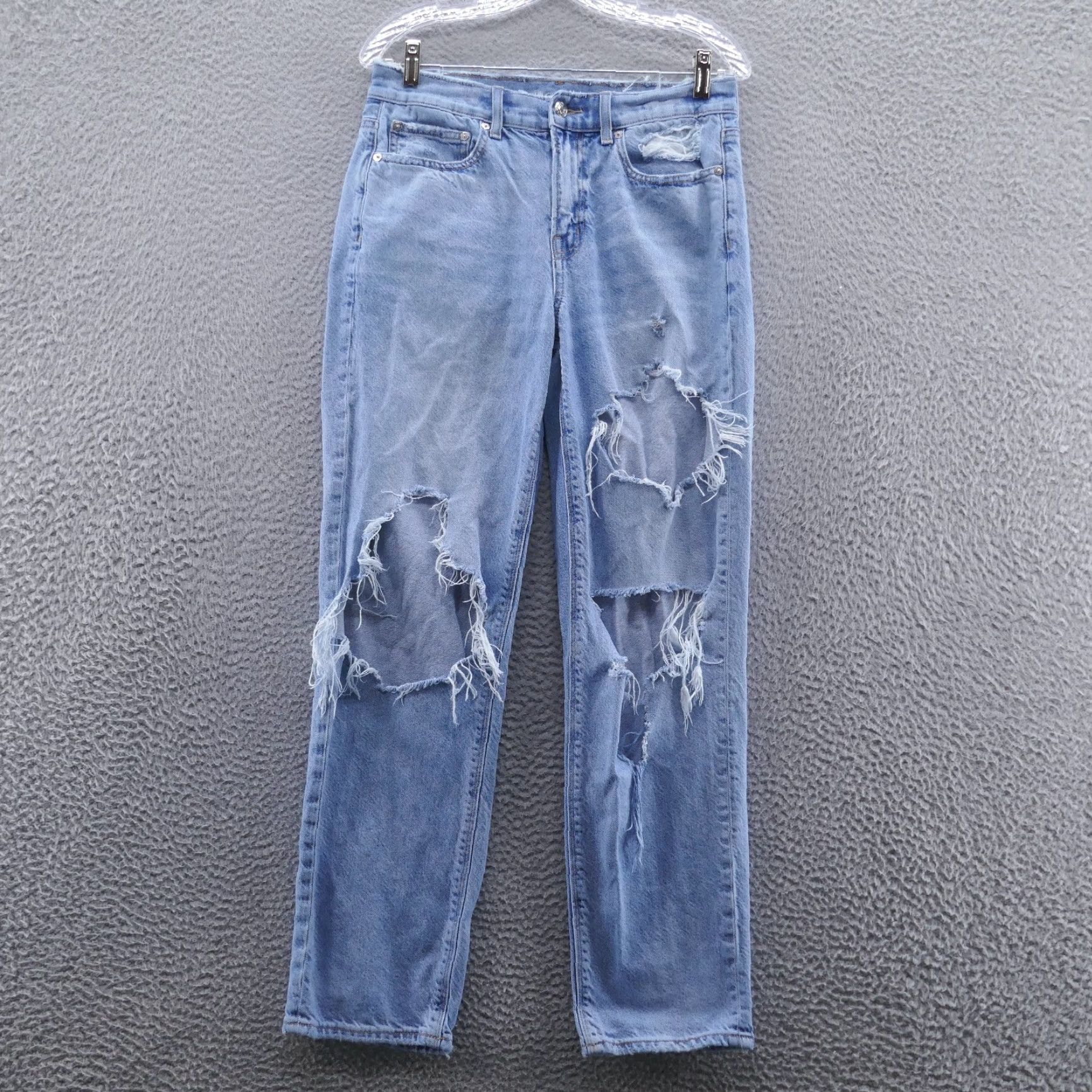 American Eagle Outfitters VINTAGE American Eagle Womens 90s Straight Jeans Blue 6 Mid Rise Distressed Jeans Regular Womens Size 30" / US 8 / IT 44 - 2 Thumbnail