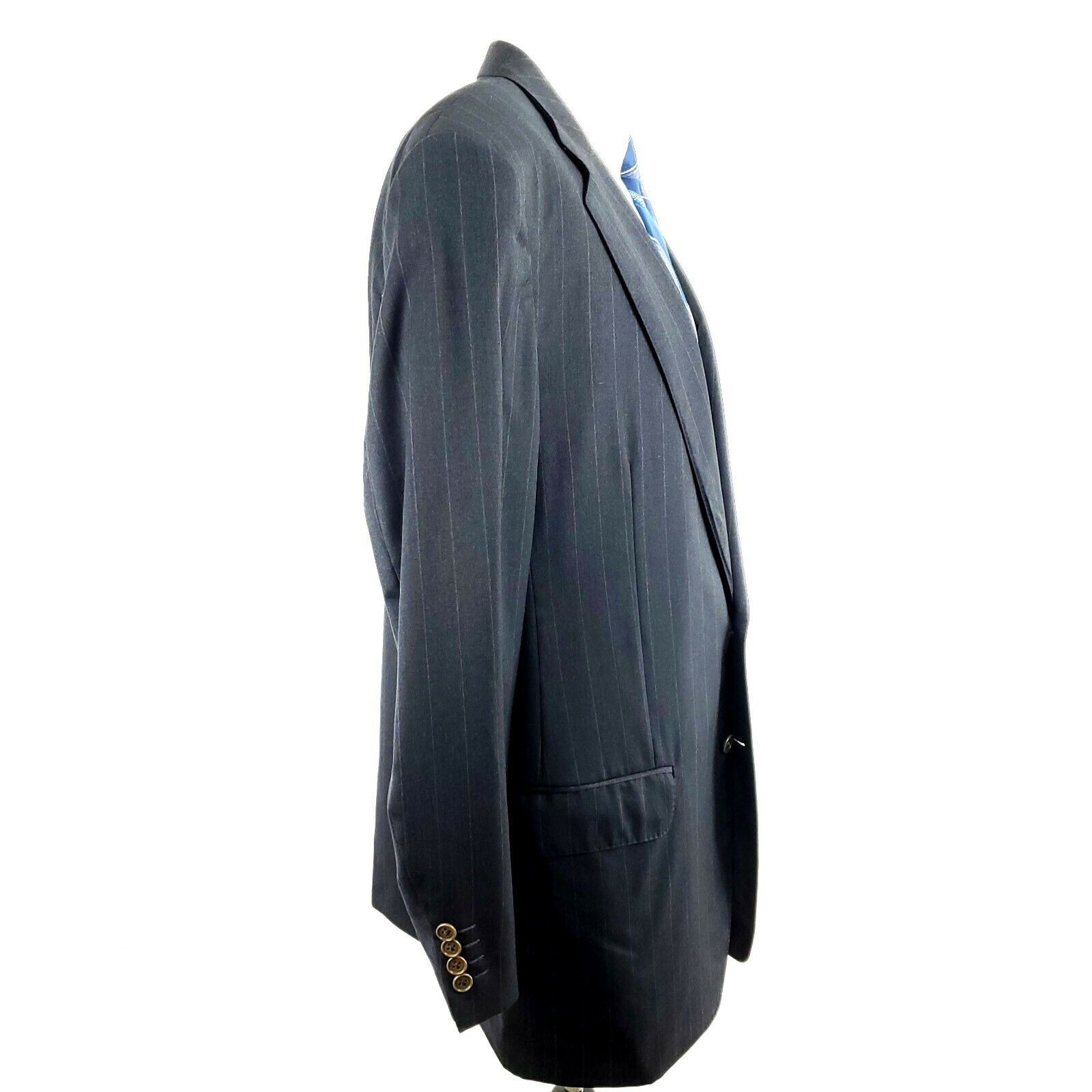 Ermenegildo Zegna Ermenegildo Zegna 44L 2 Button Super 100s Wool Striped Gray Size 44L - 7 Thumbnail