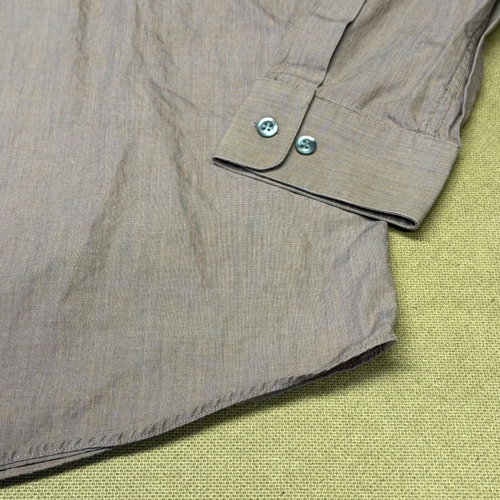 Hugo Boss HUGO BOSS Shirt Mens 17.5 Brown Solid Long Sleeve Button Front Dress Cotton Size 48R - 5 Thumbnail