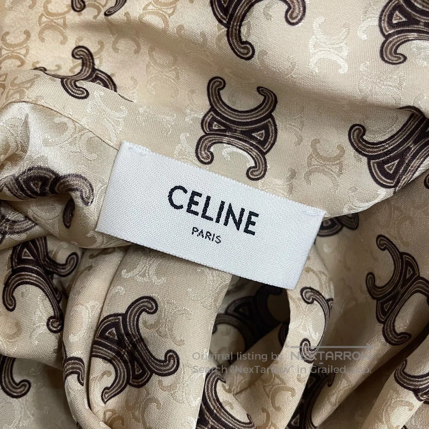 Celine CELINE Printed Logo Drawstring Collar Real Silk Long Sleev Size XXS / US 00 / IT 34 - 4 Thumbnail