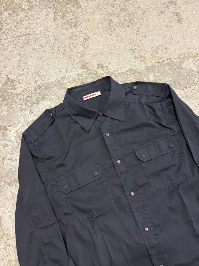 Designer × Prada × Vintage 2000s Prada Linea Rossa Navy Italian Shirt Size US S / EU 44-46 / 1 - 5 Thumbnail