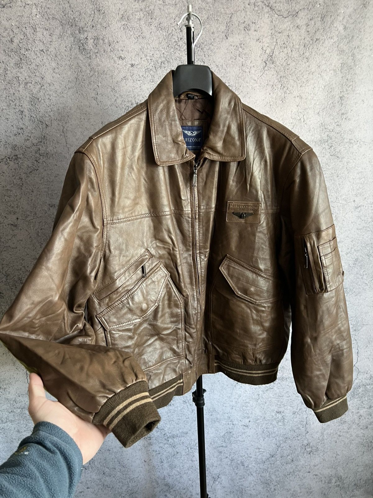 Leather Vintage Arizona Leather Jacket Marcucci Skins USA Air Force Size US L / EU 52-54 / 3 - 3 Thumbnail