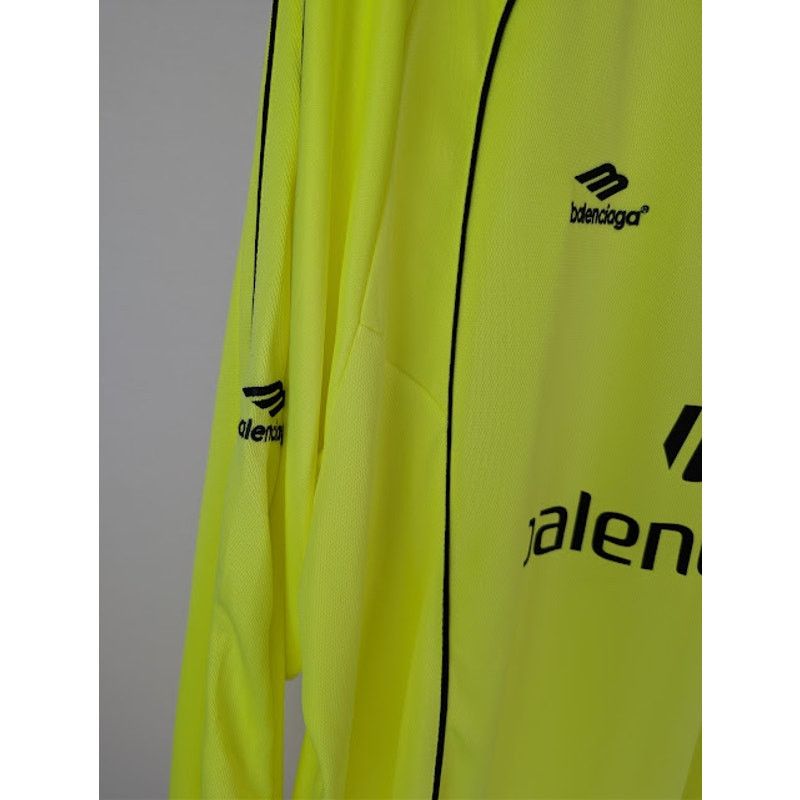 Balenciaga o1rshd1 Soccer Fluo Paris Tech Jersey T-Shirt in Fluo Yellow Size US L / EU 52-54 / 3 - 7 Thumbnail