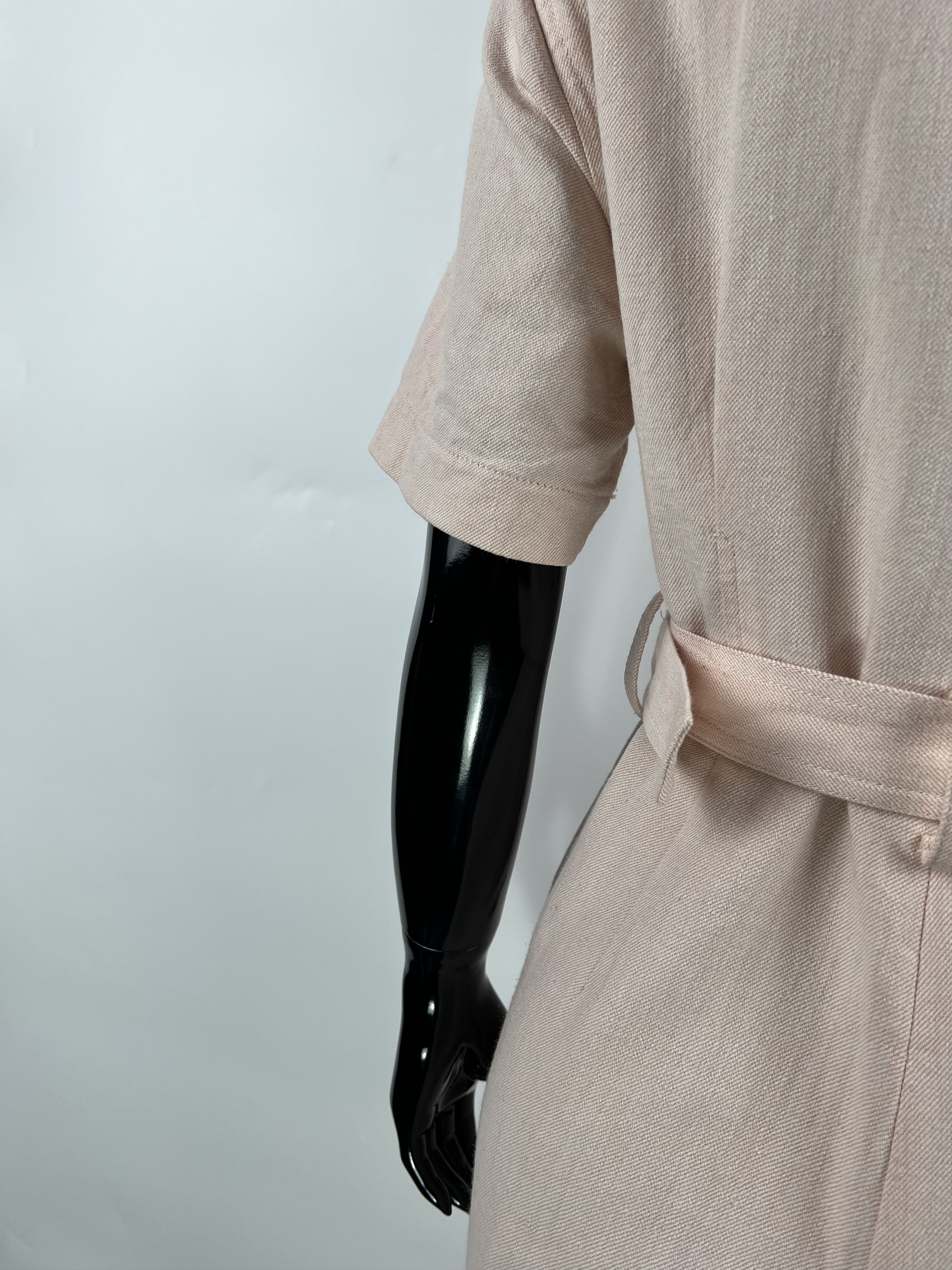 Sandro Sandro Light Pink Cotton Linen Belted Jumpsuit Size 36 Size 27" / US 4 / IT 40 - 8 Thumbnail