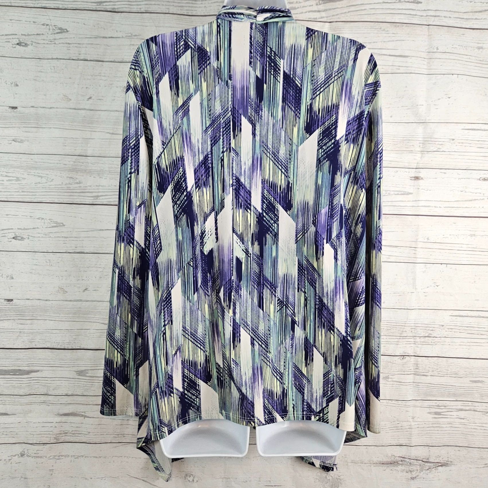 Vintage Chico's EasyWear Womens Cardigan XL Blue Green Long Sleeve Open Front Sweater, Casual Knits Womens XL Cardigan Size XL / US 12-14 / IT 48-50 - 3 Thumbnail