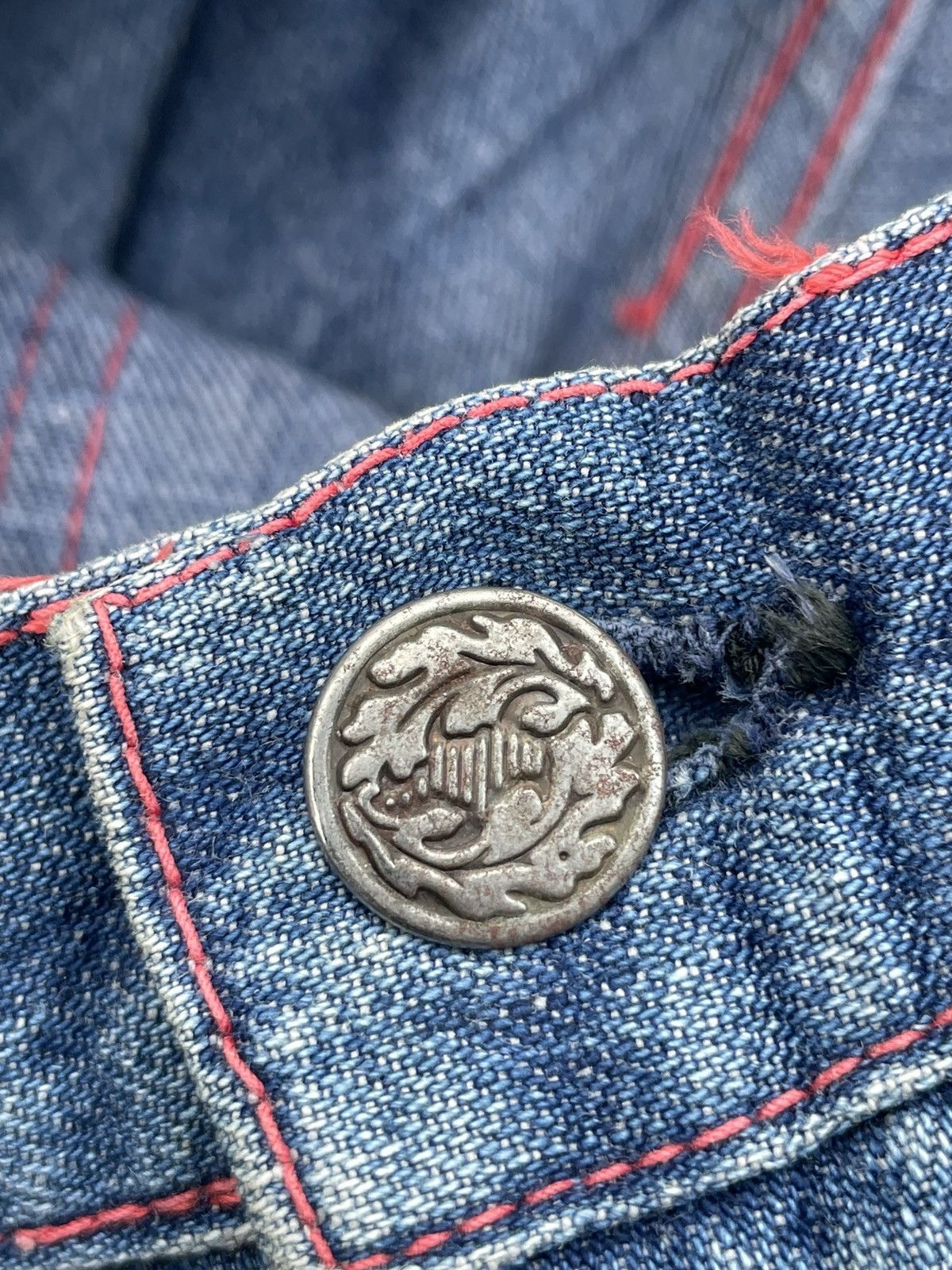Japanese Brand Vintage Flare Jeans East Faded Denim Size 29" - 20 Thumbnail
