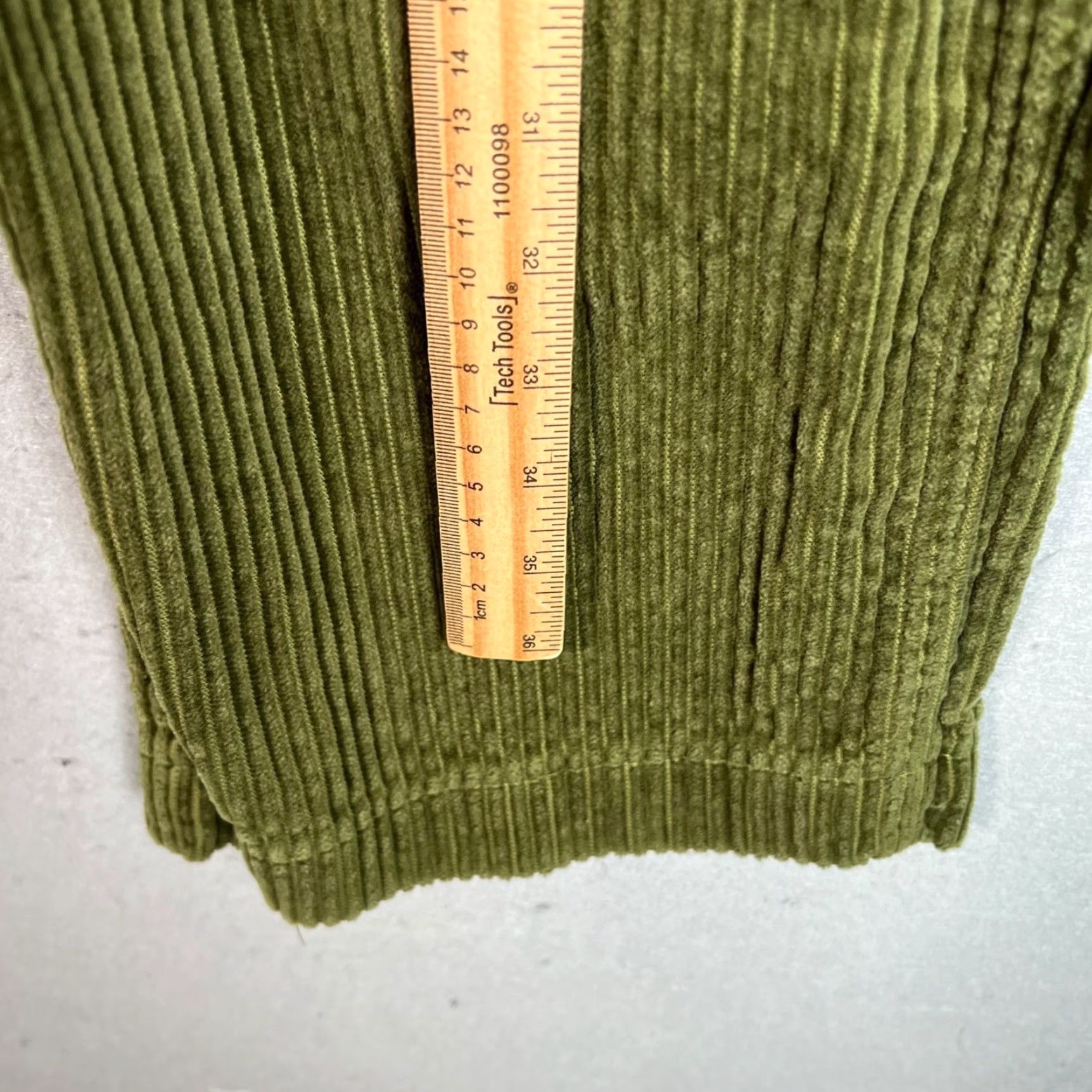 Weekday Weekday Pants Women's 36 Olive Corduroy 100% Cotton Wide-Leg Front Flat Spring Summer Chino Inseam 28 in Womens Size 25" / US 0 / IT 36 - 7 Thumbnail