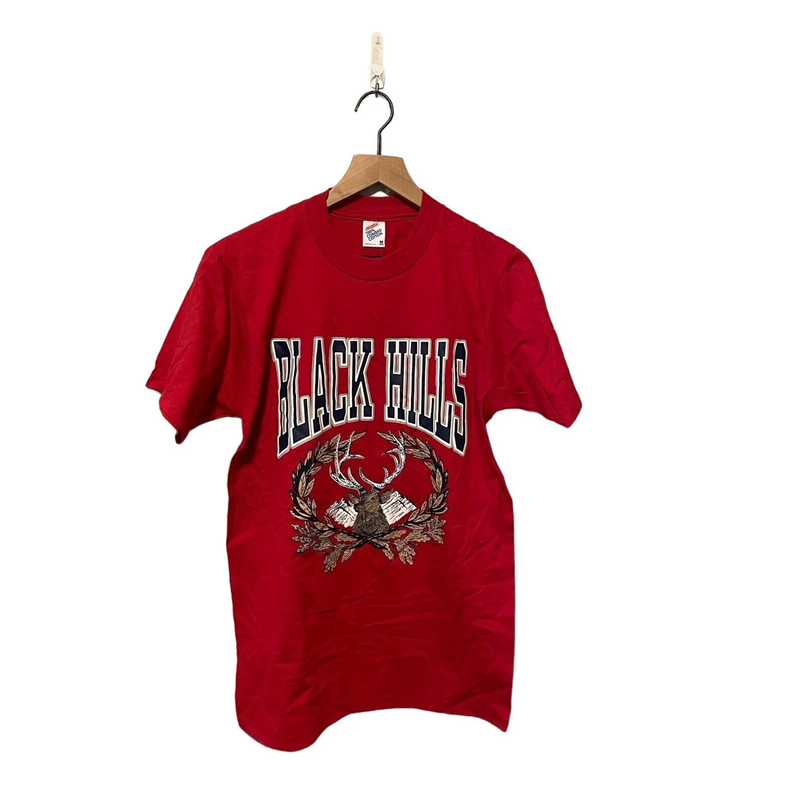 Jerzees Vintage Black Hills Shirt South Dakota Elk Red VTG 90s Tee M Size US M / EU 48-50 / 2 - 1 Thumbnail
