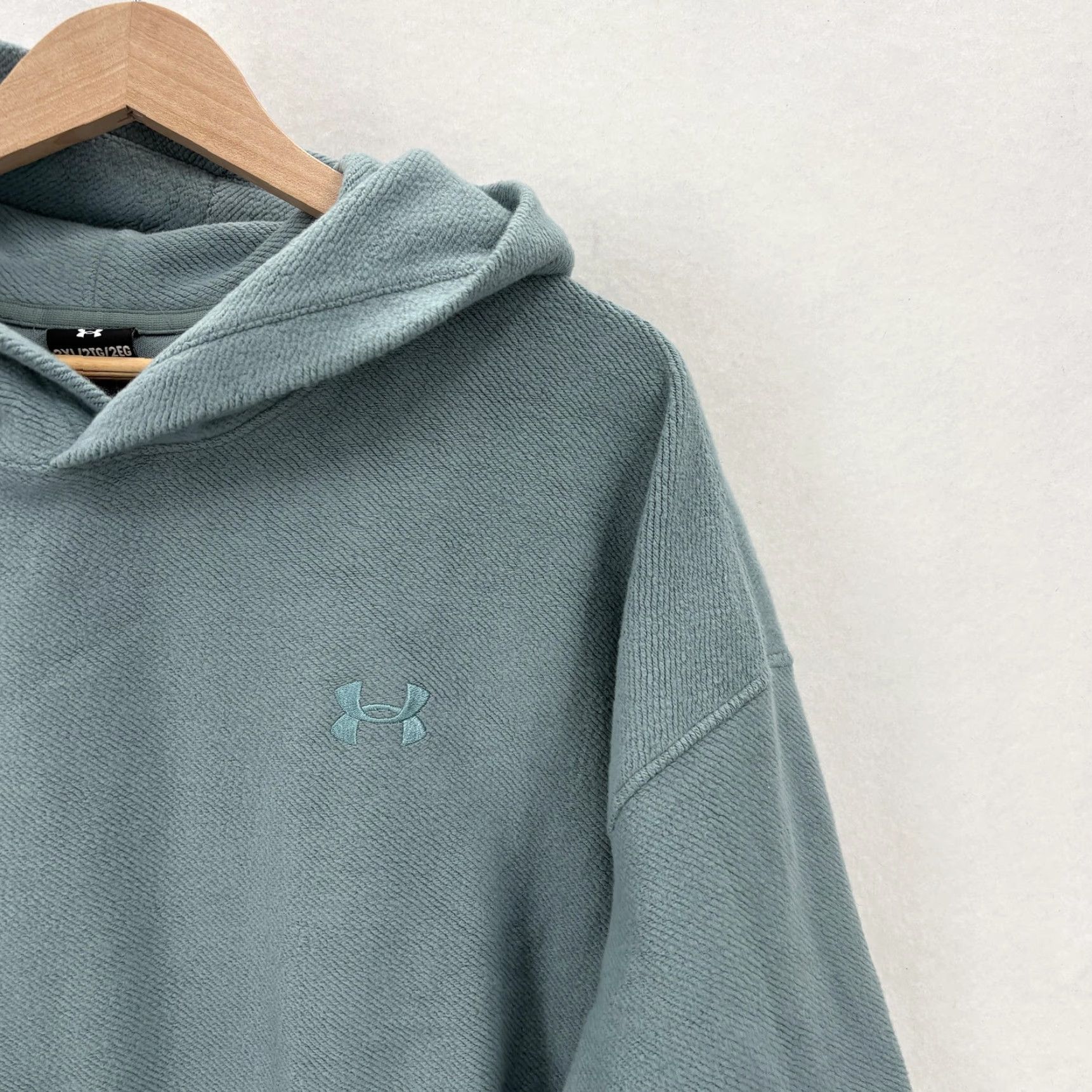 Under Armour Under Armour Hoodie Mens 2XL Green UA Icon Rev Terry Pullover Sweatshirt Loose Knit Crew Neck Hooded Top Pullover Mens Green Size US XXL / EU 58 / 5 - 2 Thumbnail